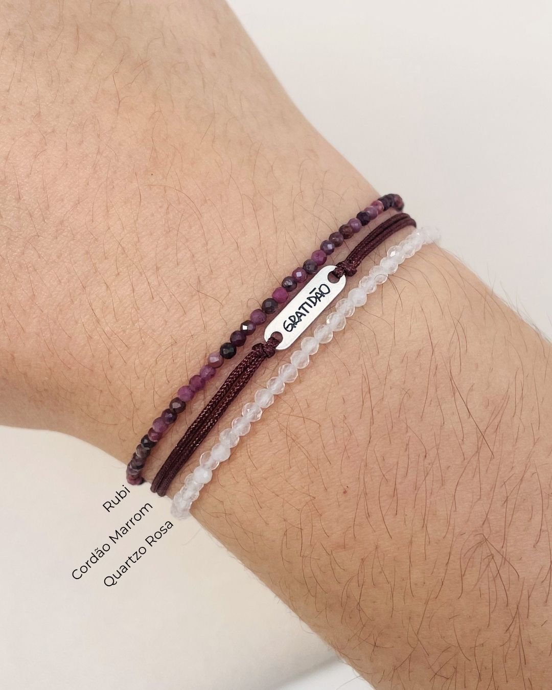 PULSEIRA GRATIDÃO CORDÃO MARROM E PRATA 925