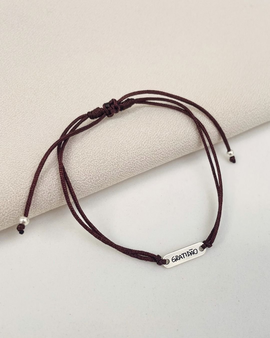 PULSEIRA GRATIDÃO CORDÃO MARROM E PRATA 925