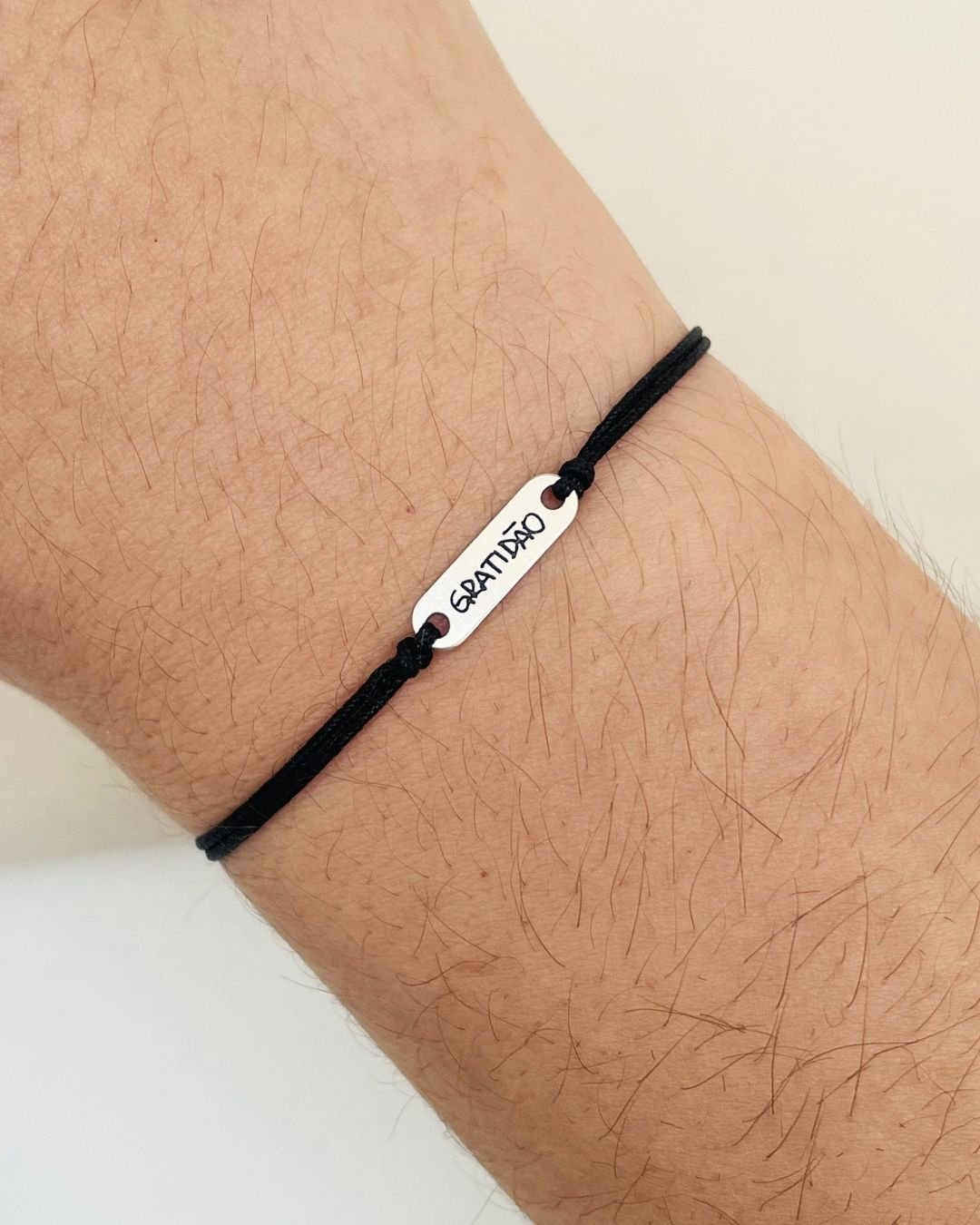 PULSEIRA GRATIDÃO CORDÃO PRETO E PRATA 925