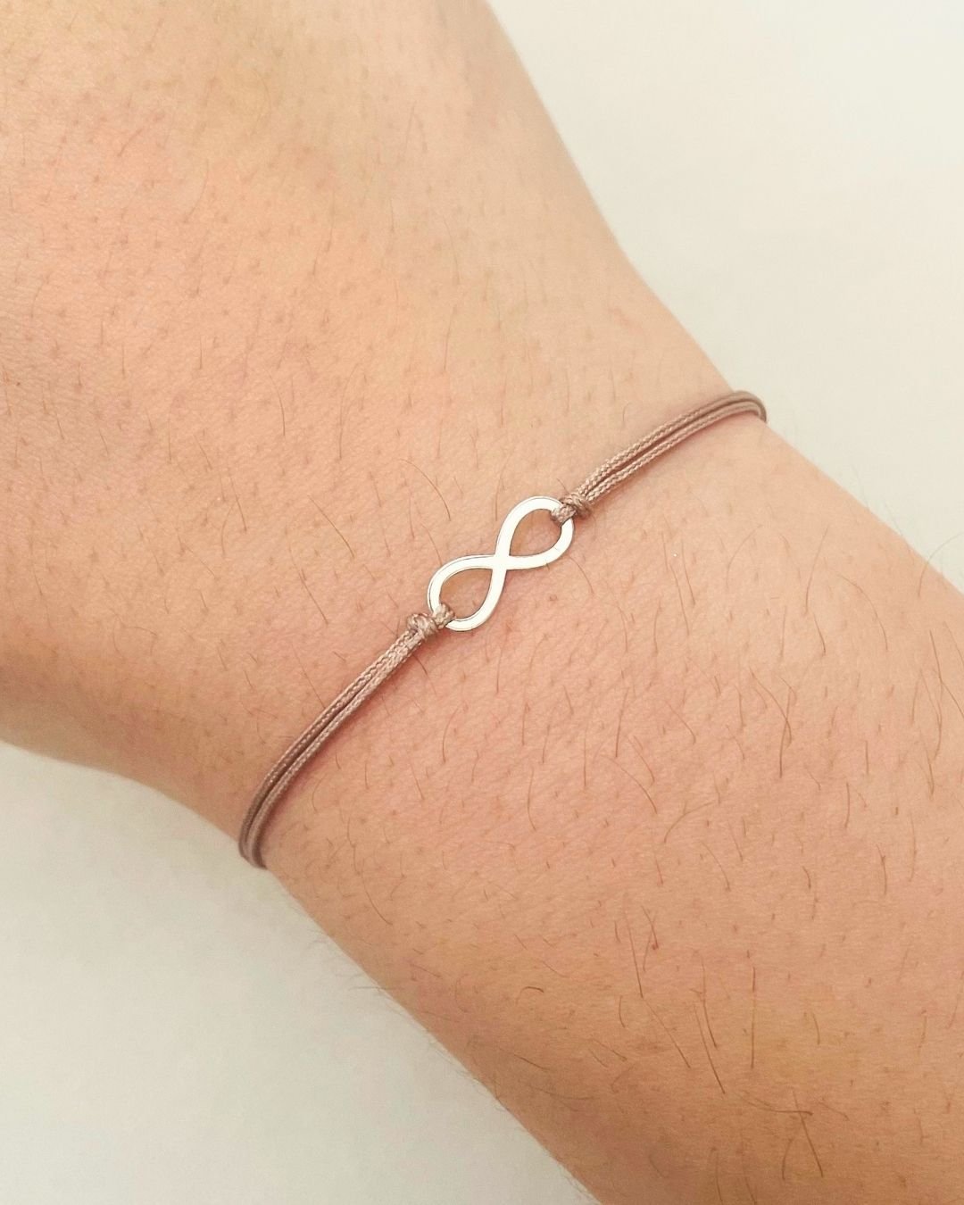 PULSEIRA INFINITO VAZADO CORDÃO BEGE E PRATA 925