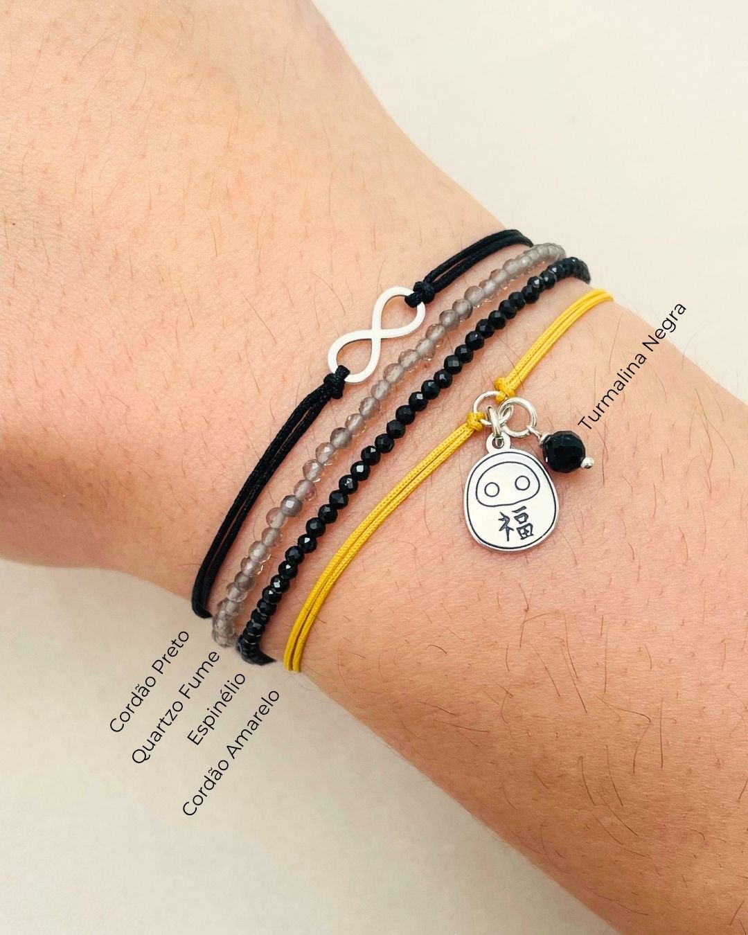 PULSEIRA INFINITO VAZADO CORDÃO PRETO E PRATA 925