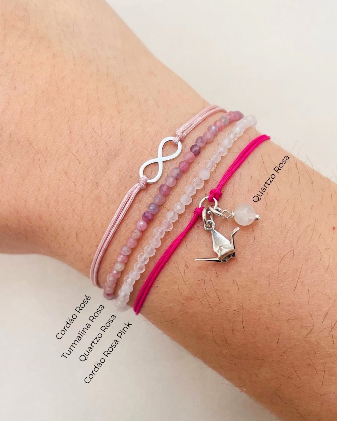 PULSEIRA INFINITO VAZADO CORDÃO ROSÉ (ROSA) E PRATA 925