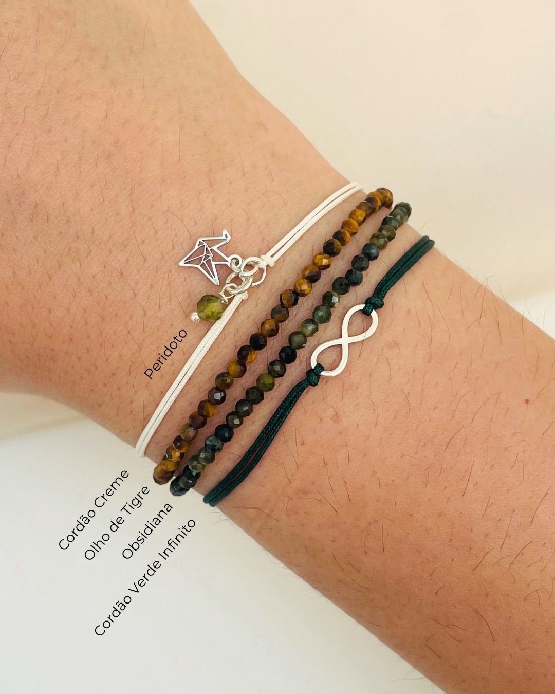 PULSEIRA INFINITO VAZADO CORDÃO VERDE FLORESTA E PRATA 925