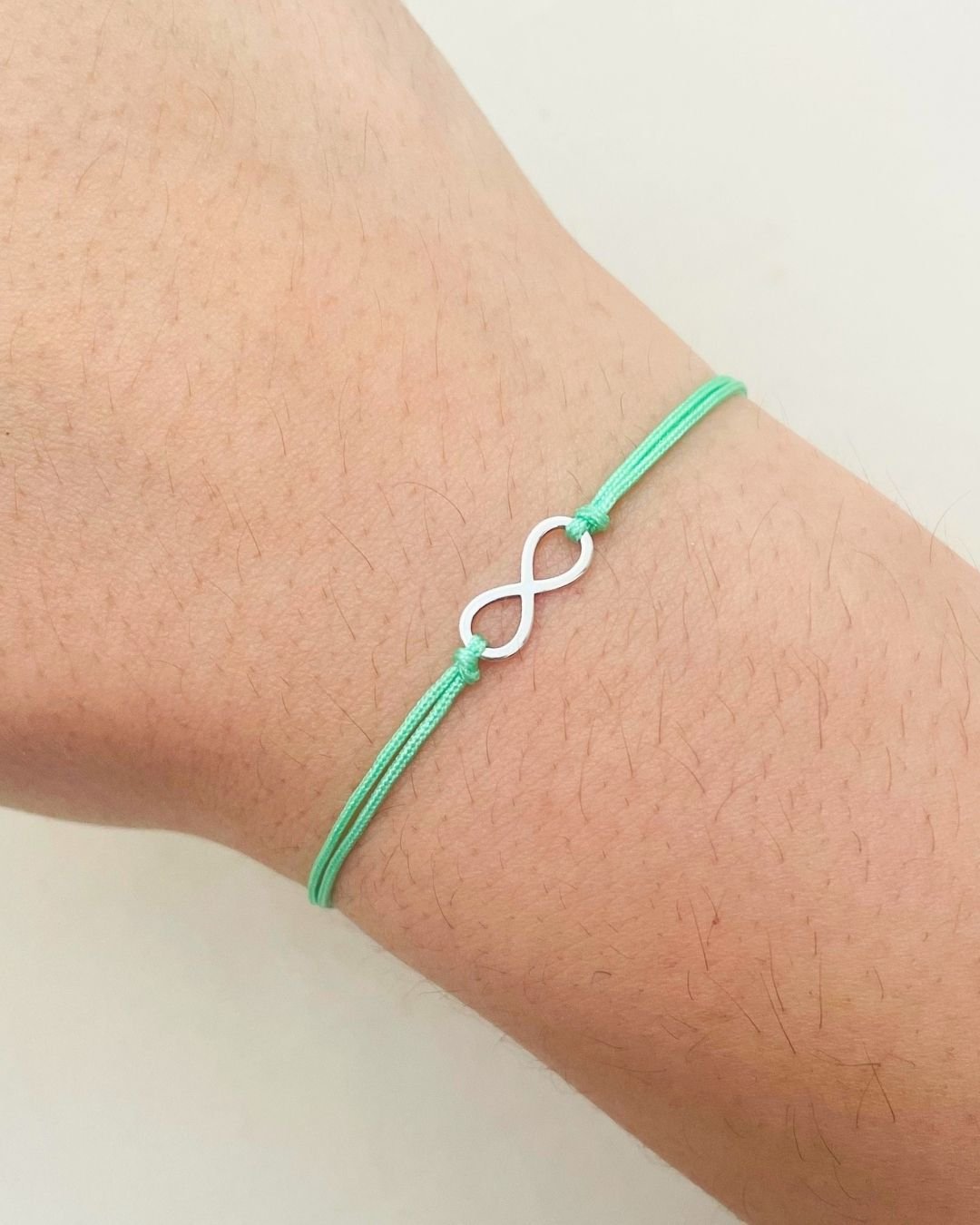 PULSEIRA INFINITO VAZADO CORDÃO VERDE MENTA E PRATA 925