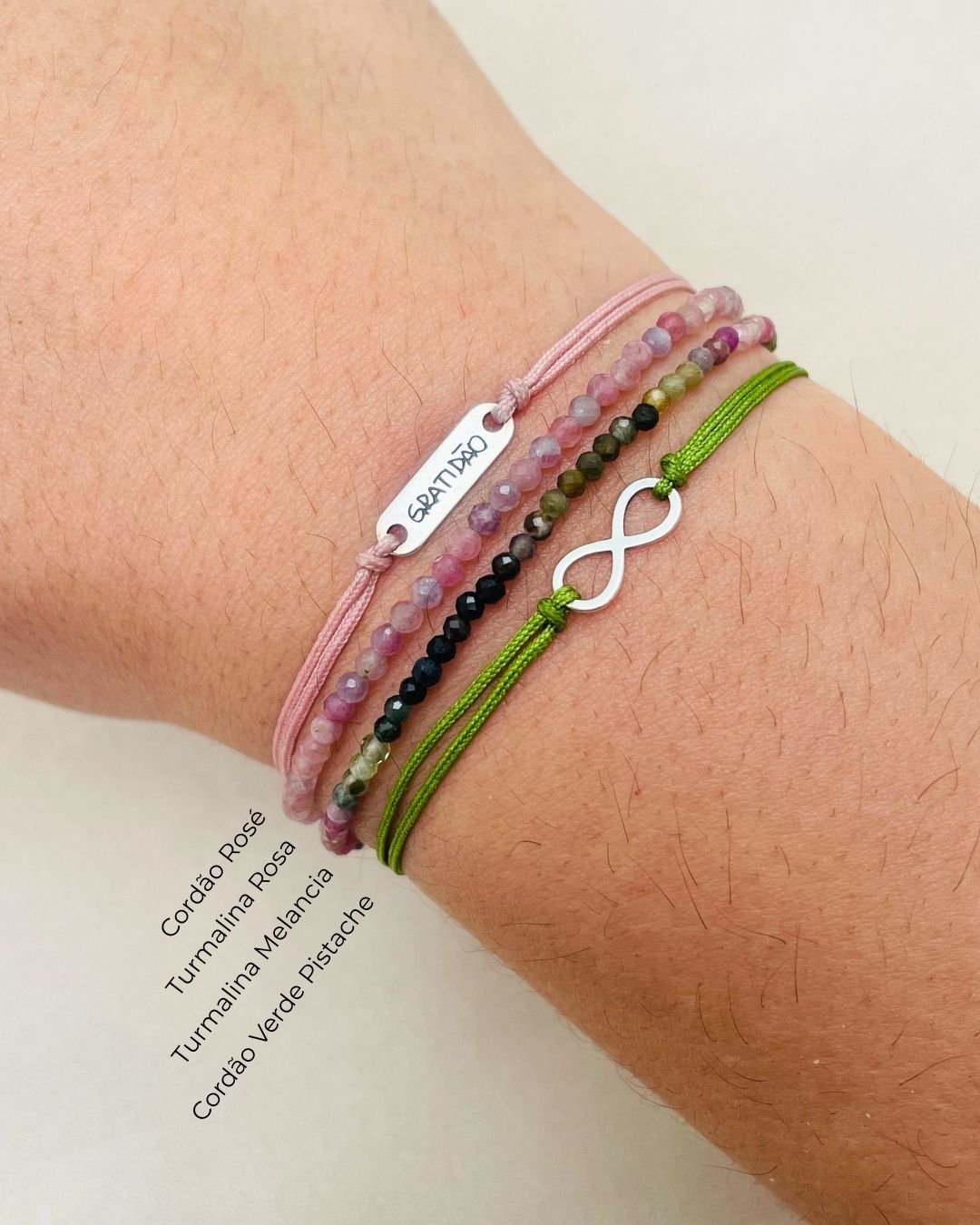 PULSEIRA INFINITO VAZADO CORDÃO VERDE PISTACHE E PRATA 925
