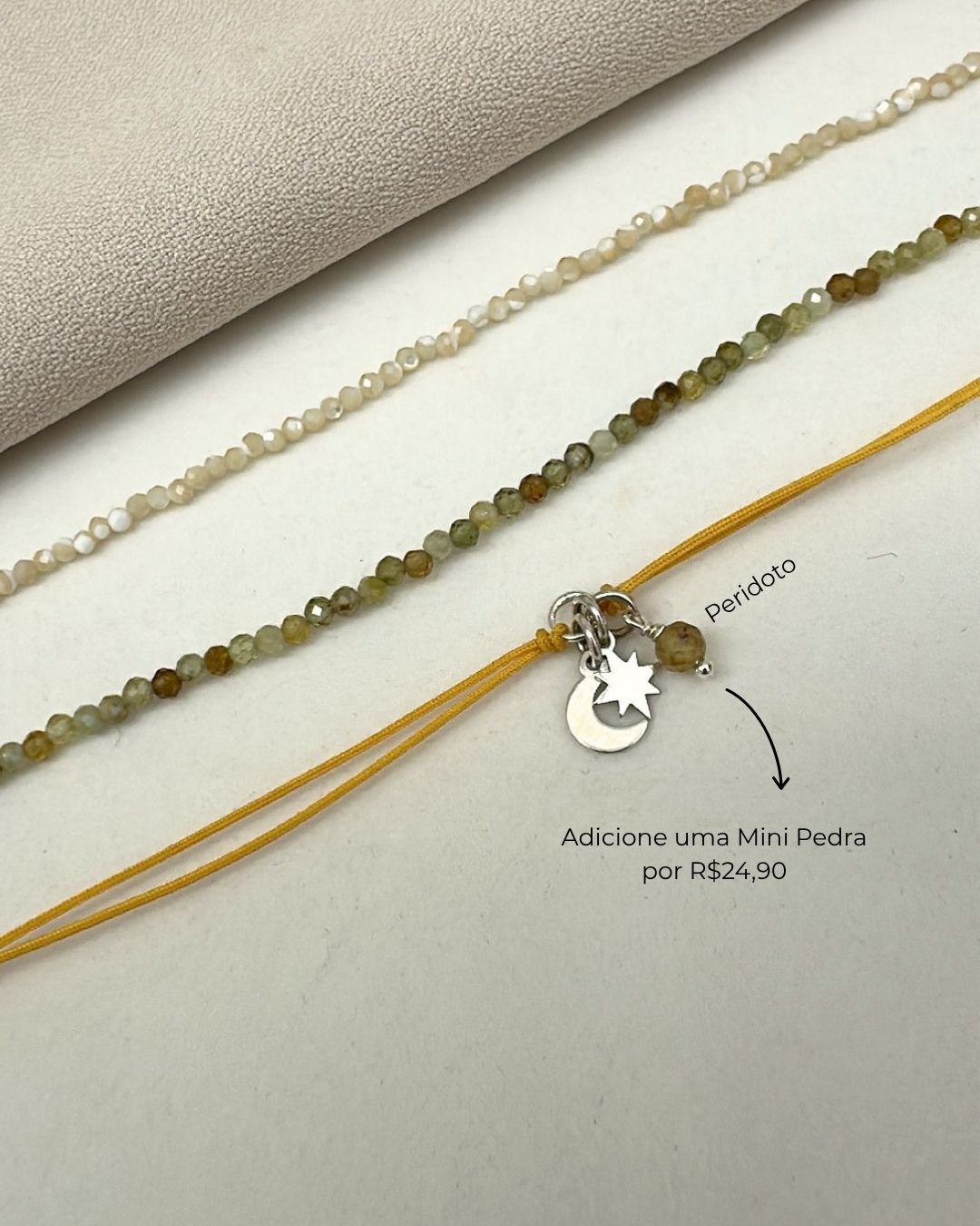 PULSEIRA LUA ESTRELA CORDÃO AMARELO PRATA 925