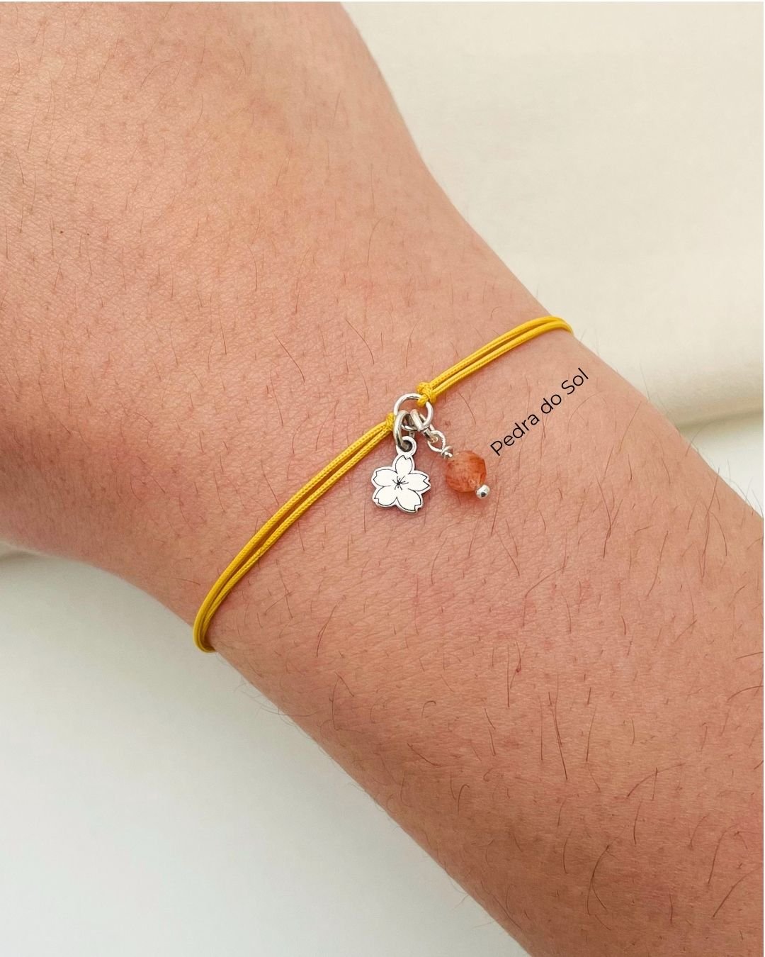 PULSEIRA MINI SAKURA CORDÃO AMARELO PRATA 925
