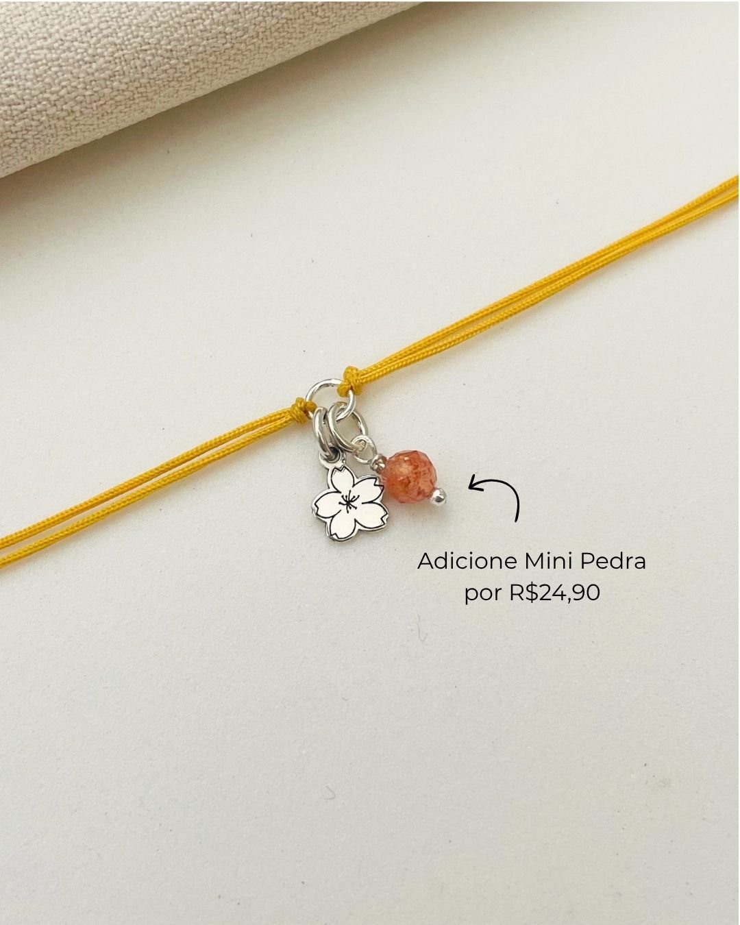 PULSEIRA MINI SAKURA CORDÃO AMARELO PRATA 925