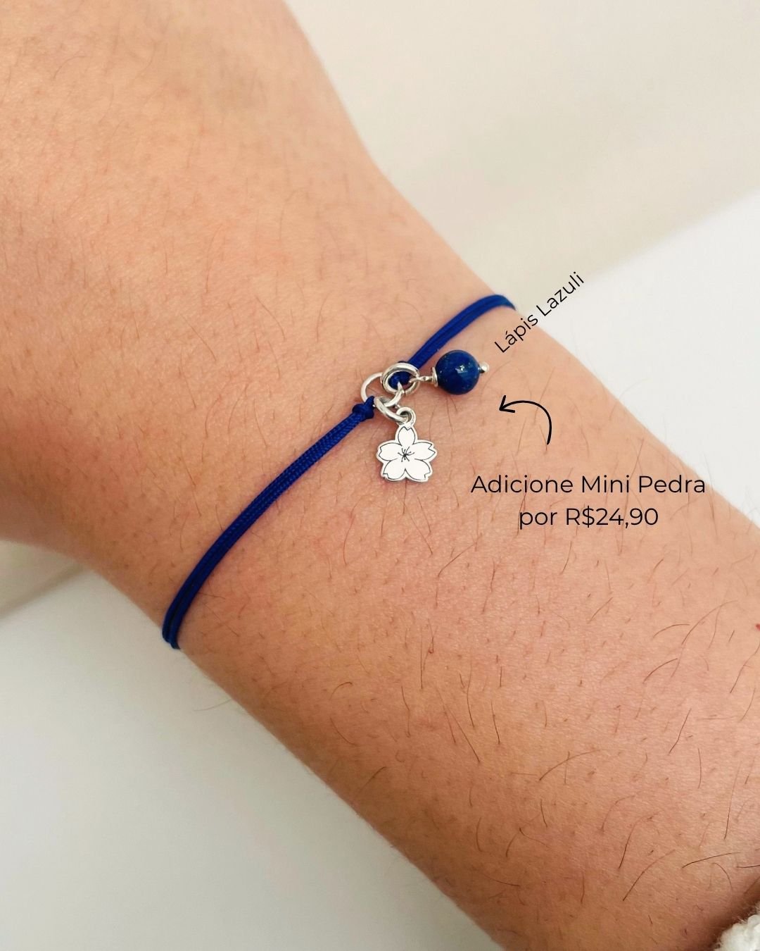 PULSEIRA MINI SAKURA CORDÃO AZUL PRATA 925