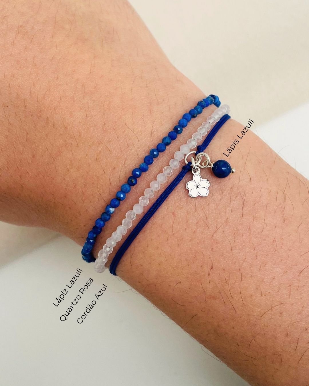 PULSEIRA MINI SAKURA CORDÃO AZUL PRATA 925