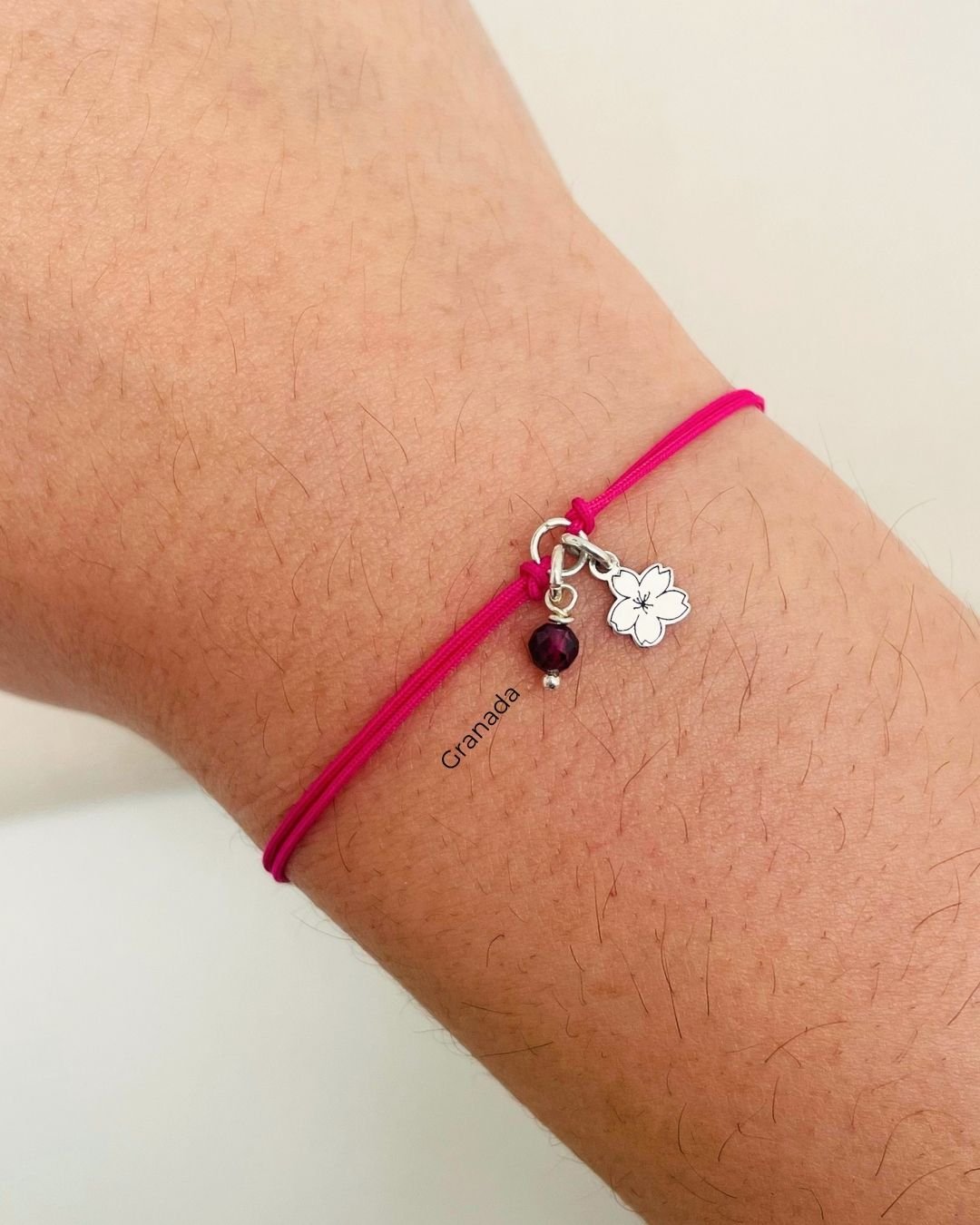 PULSEIRA MINI SAKURA CORDÃO ROSA PINK PRATA 925