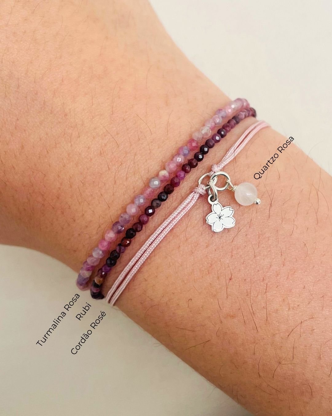 PULSEIRA MINI SAKURA CORDÃO ROSÉ PRATA 925