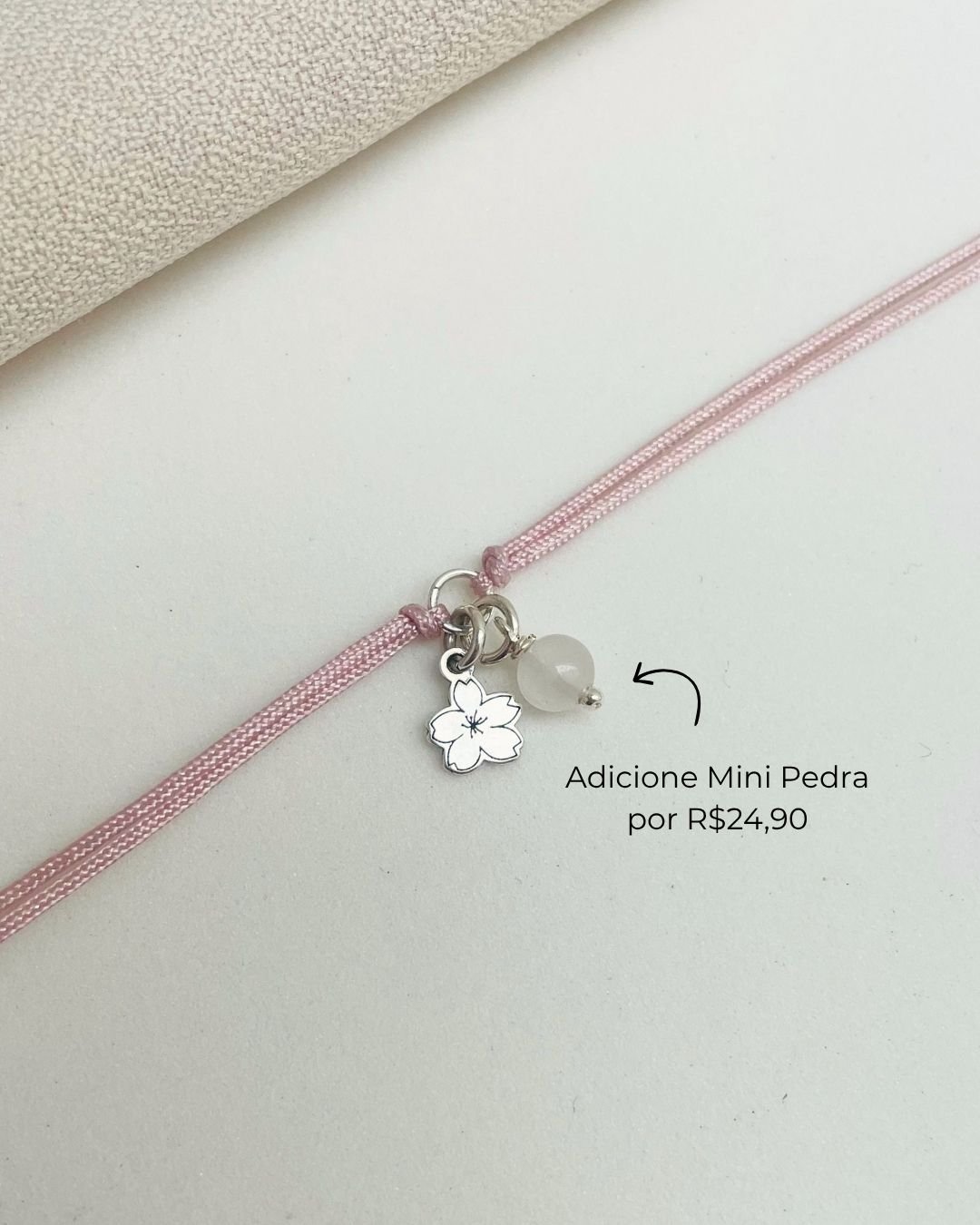 PULSEIRA MINI SAKURA CORDÃO ROSÉ PRATA 925