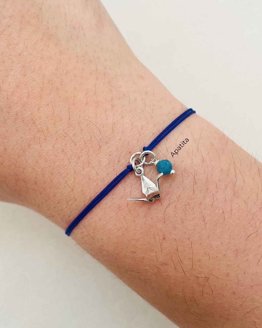 PULSEIRA MINI TSURU 3D CORDÃO AZUL E PRATA 925