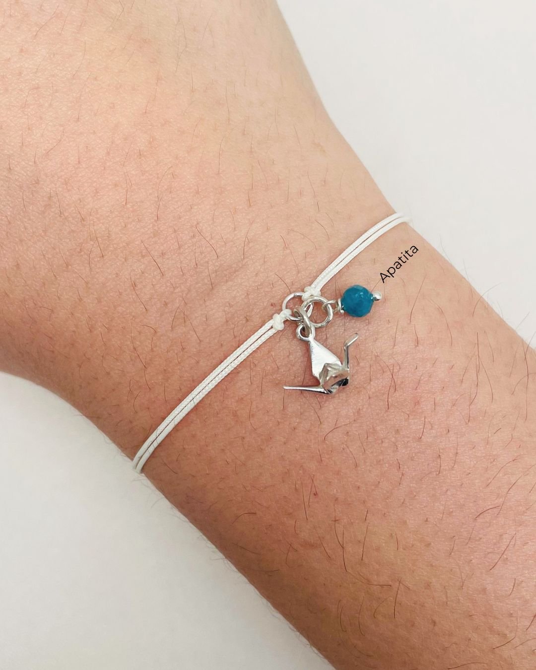 PULSEIRA MINI TSURU 3D CORDÃO CREME E PRATA 925