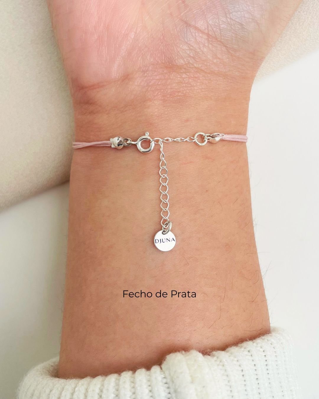 PULSEIRA MINI TSURU 3D CORDÃO ROSÉ E PRATA 925