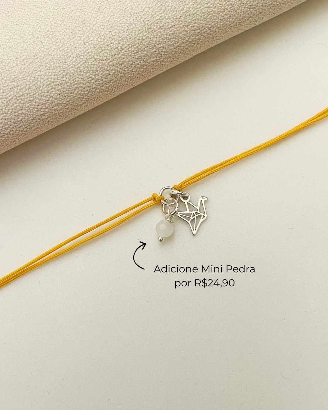 PULSEIRA MINI TSURU VAZADO CORDÃO AMARELO E PRATA 925