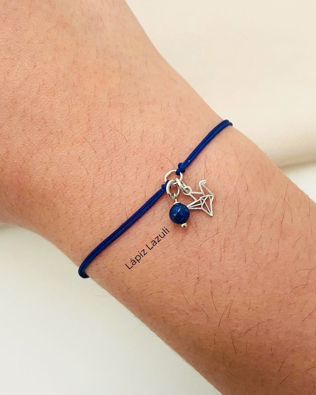 PULSEIRA MINI TSURU VAZADO CORDÃO AZUL E PRATA 925