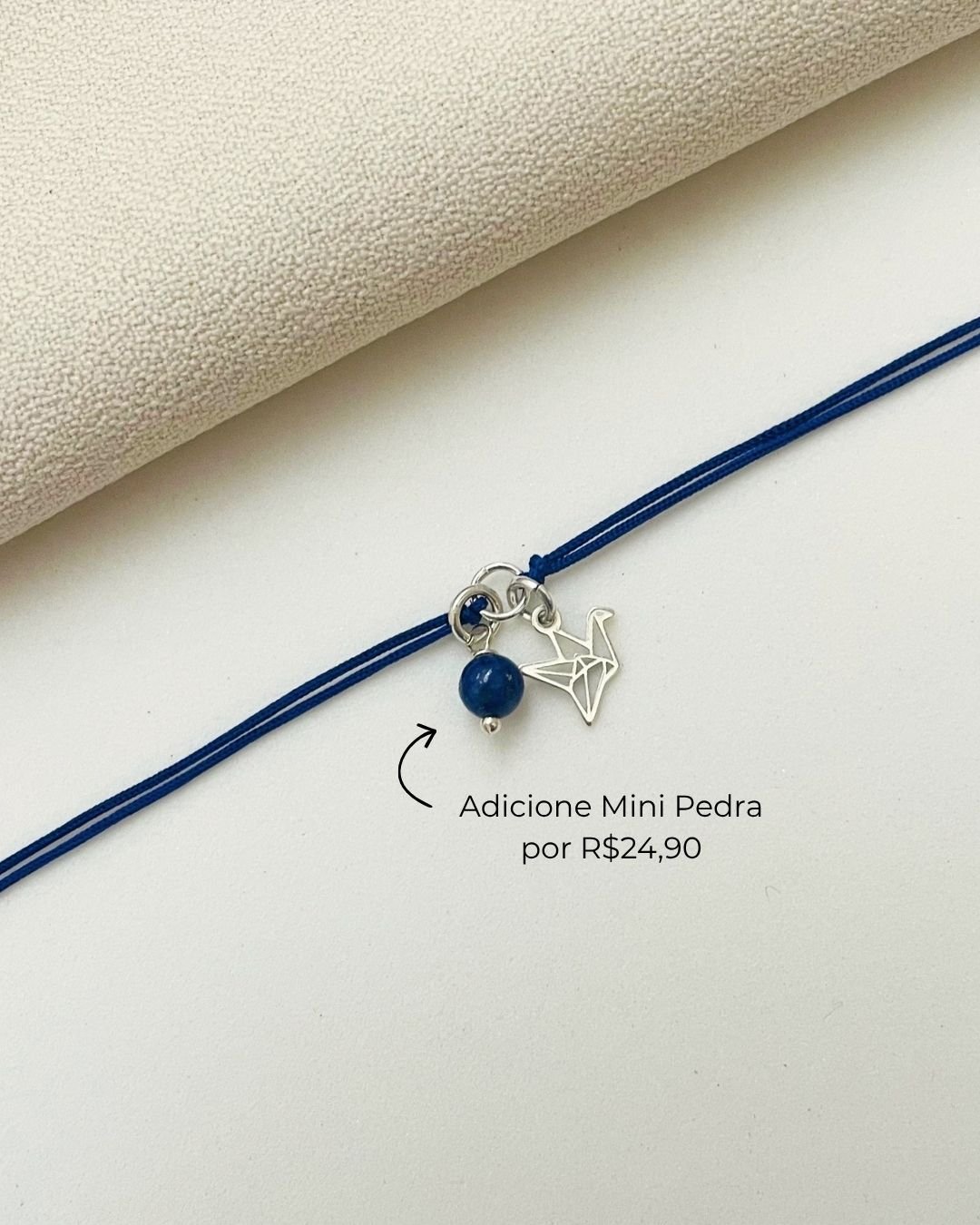 PULSEIRA MINI TSURU VAZADO CORDÃO AZUL E PRATA 925