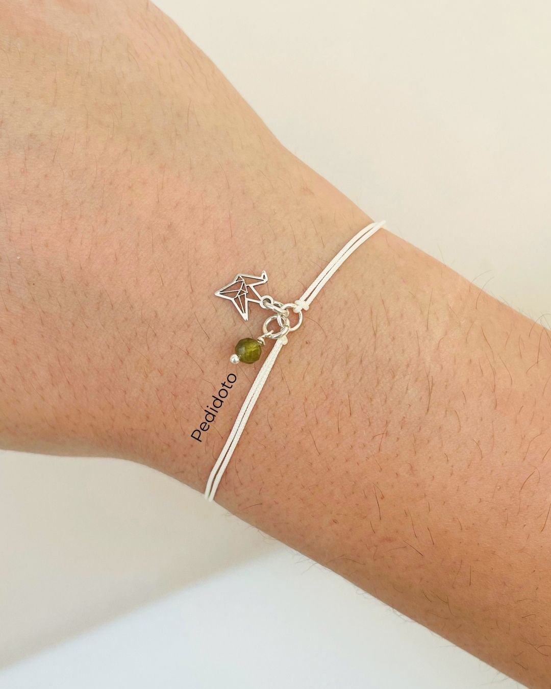 PULSEIRA MINI TSURU VAZADO CORDÃO CREME E PRATA 925