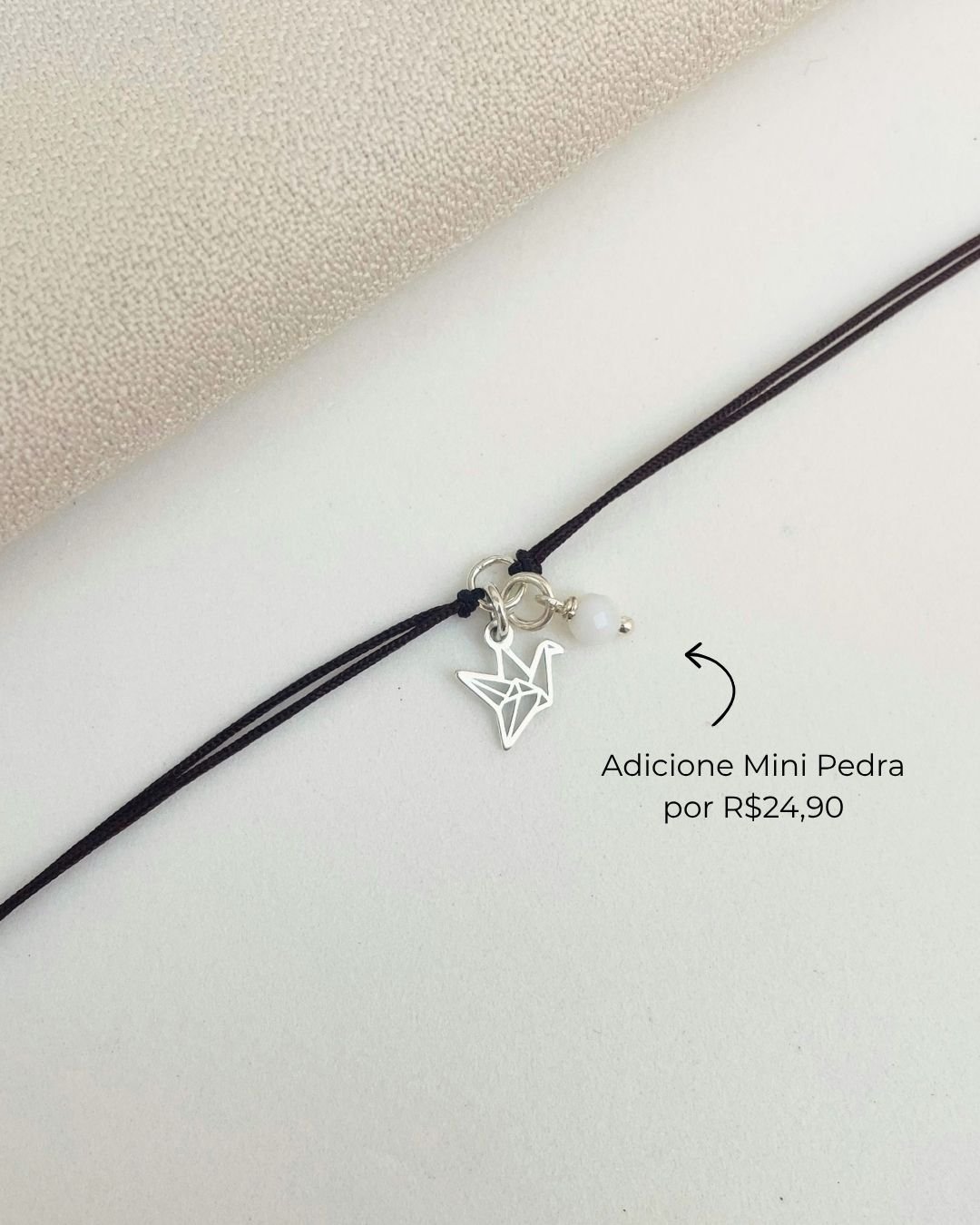 PULSEIRA MINI TSURU VAZADO CORDÃO MARROM E PRATA 925