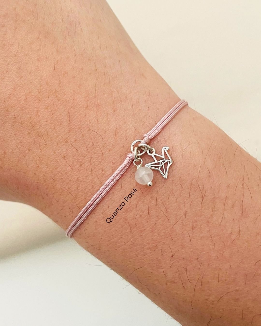 PULSEIRA MINI TSURU VAZADO CORDÃO ROSÉ E PRATA 925