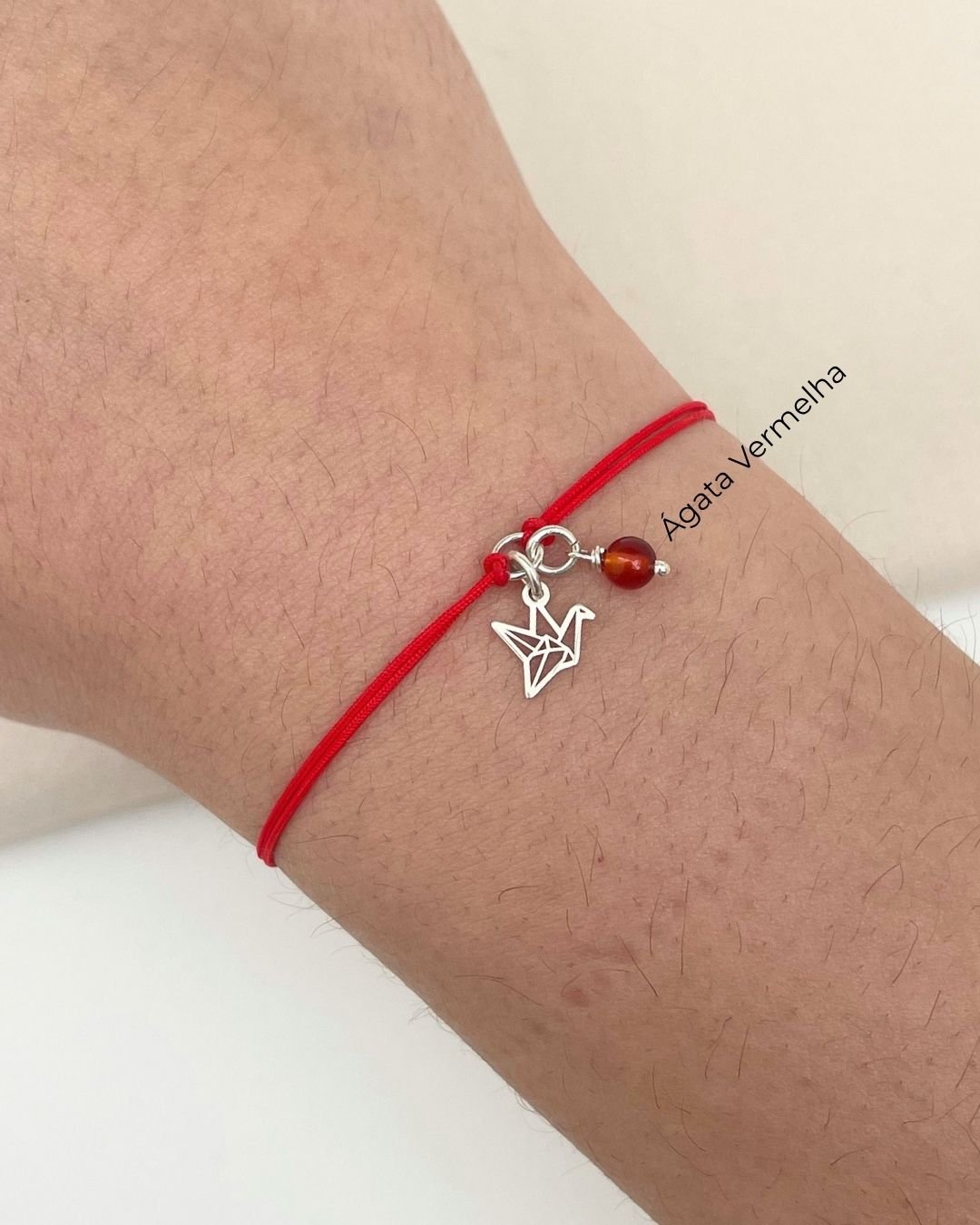 PULSEIRA MINI TSURU VAZADO CORDÃO VERMELHO E PRATA 925