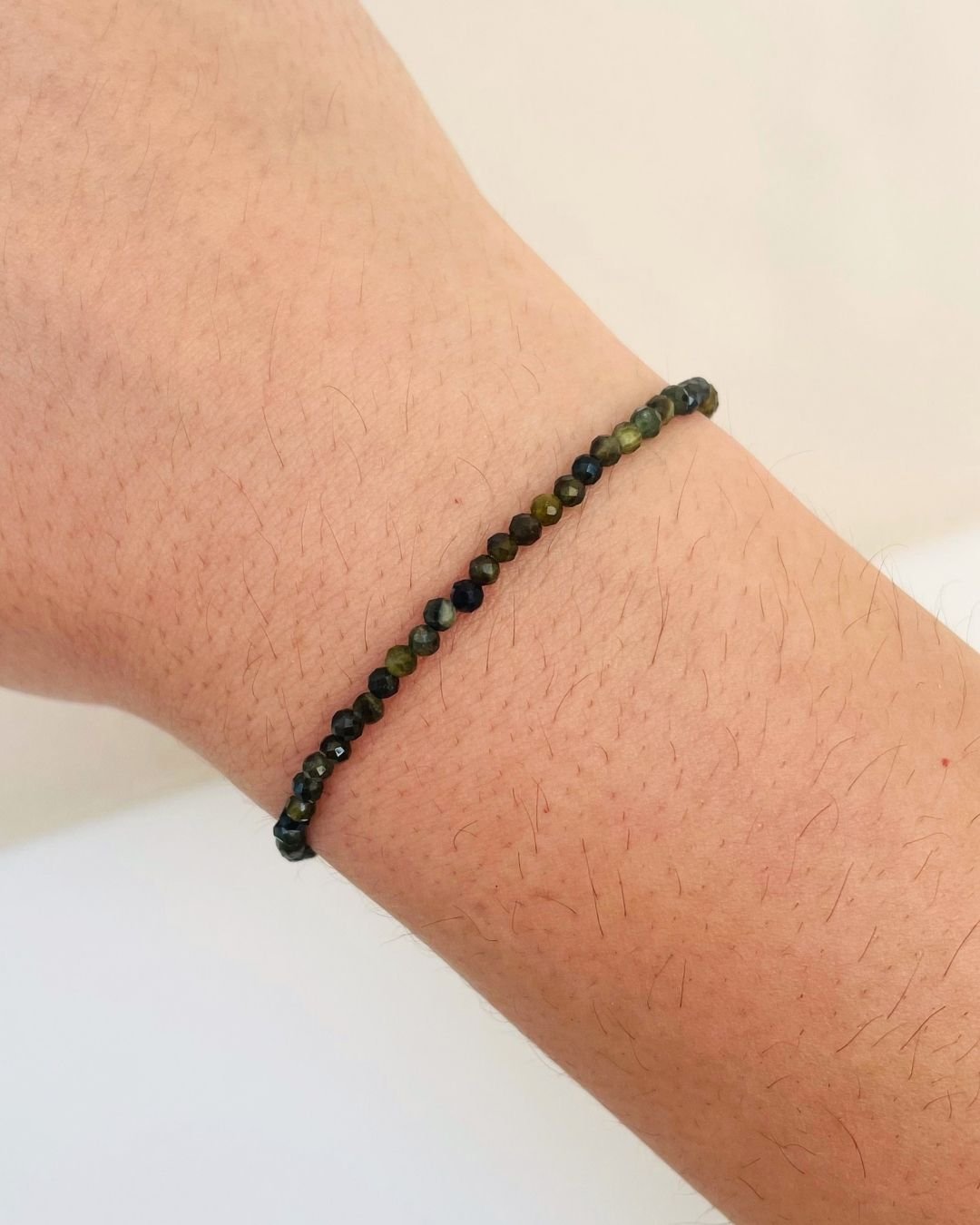 PULSEIRA OBSIDIANA PEDRA LAPIDADA 2 MM PRATA 925