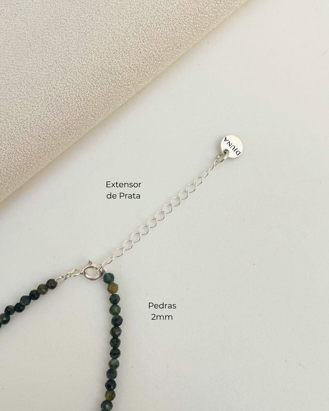 PULSEIRA OBSIDIANA PEDRA LAPIDADA 2 MM PRATA 925