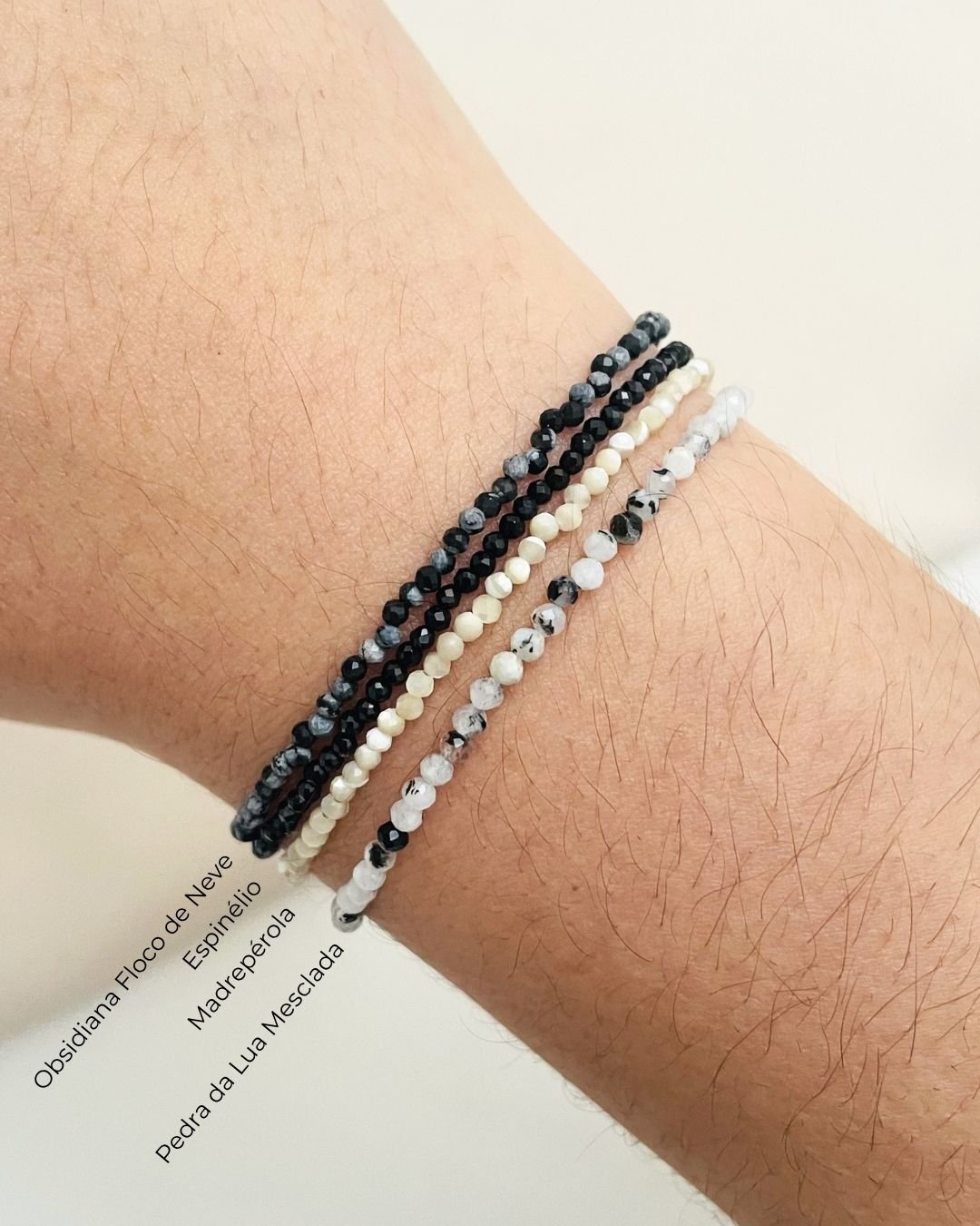 PULSEIRA PEDRA DA LUA MESCLADA LAPIDADA 2 MM PRATA 925