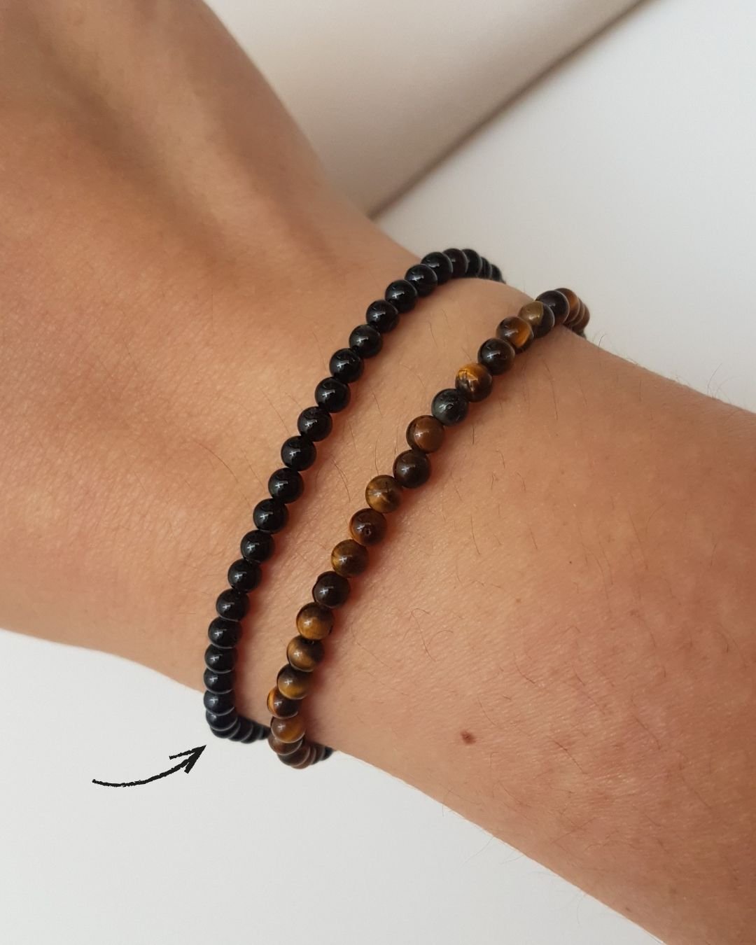 PULSEIRA PEDRAS ÁGATA NEGRA BOLINHAS 3MM E PRATA 925