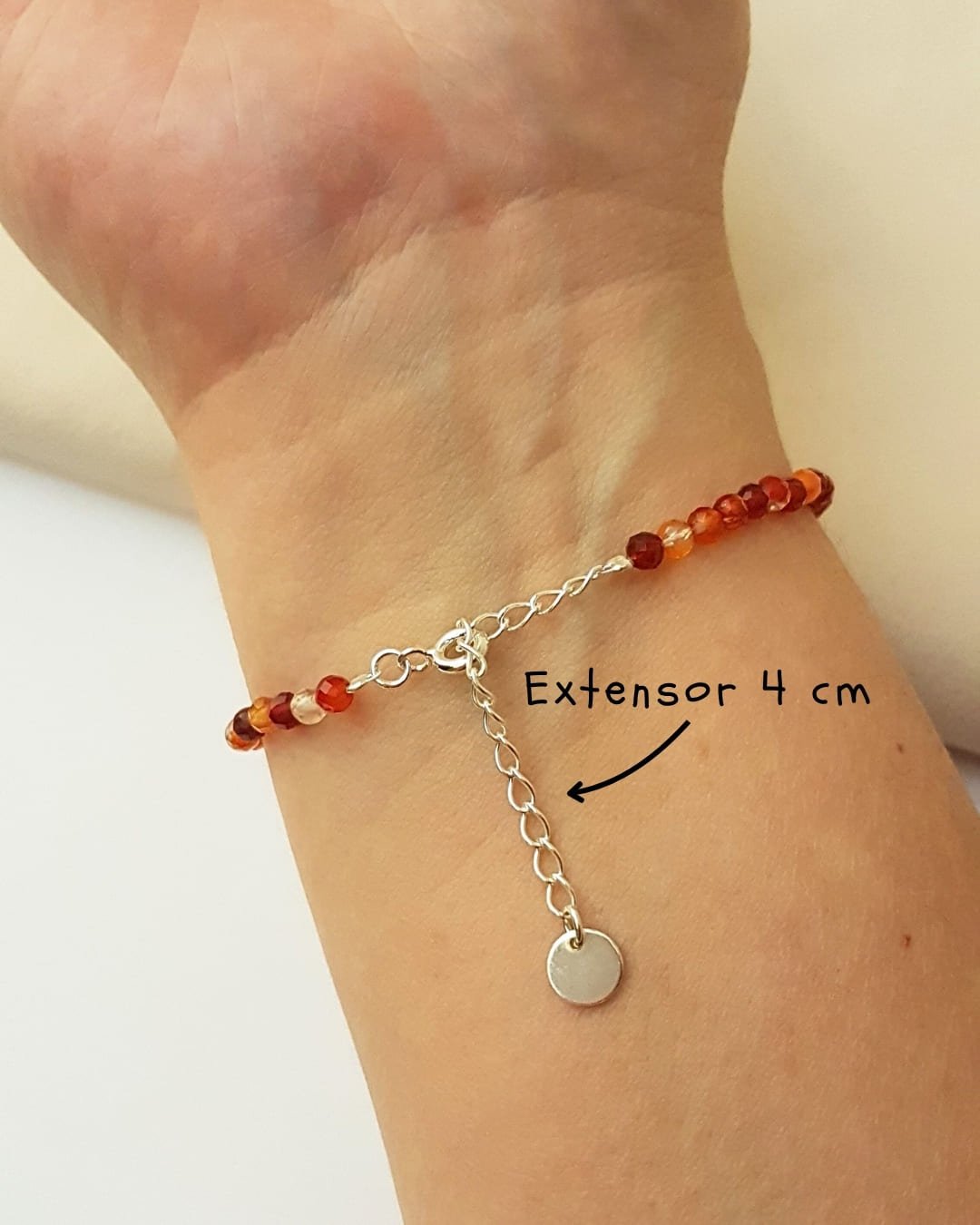 PULSEIRA PEDRAS AGATA VERMELHA LAPIDADA 3MM