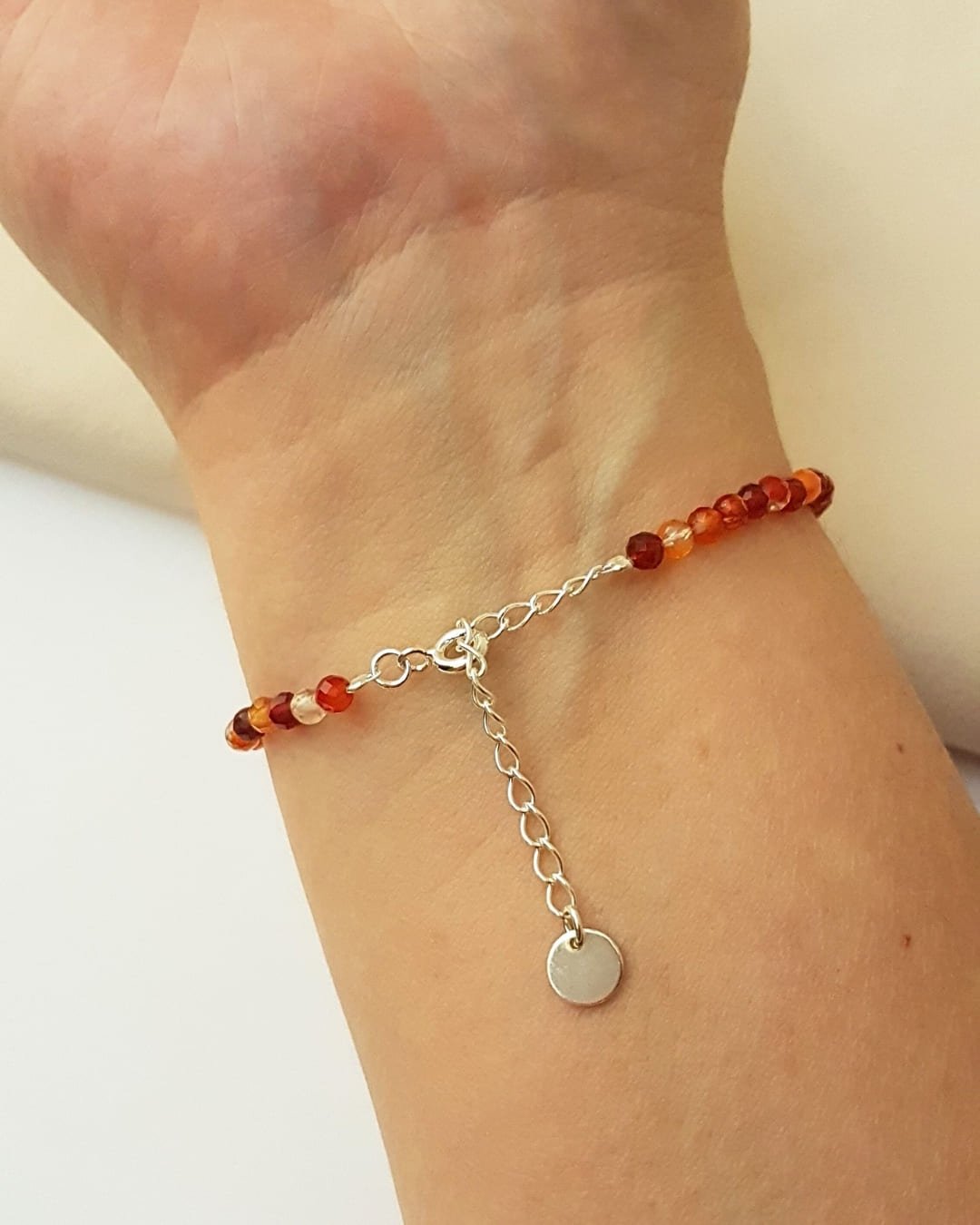 PULSEIRA PEDRAS AGATA VERMELHA LAPIDADA 3MM