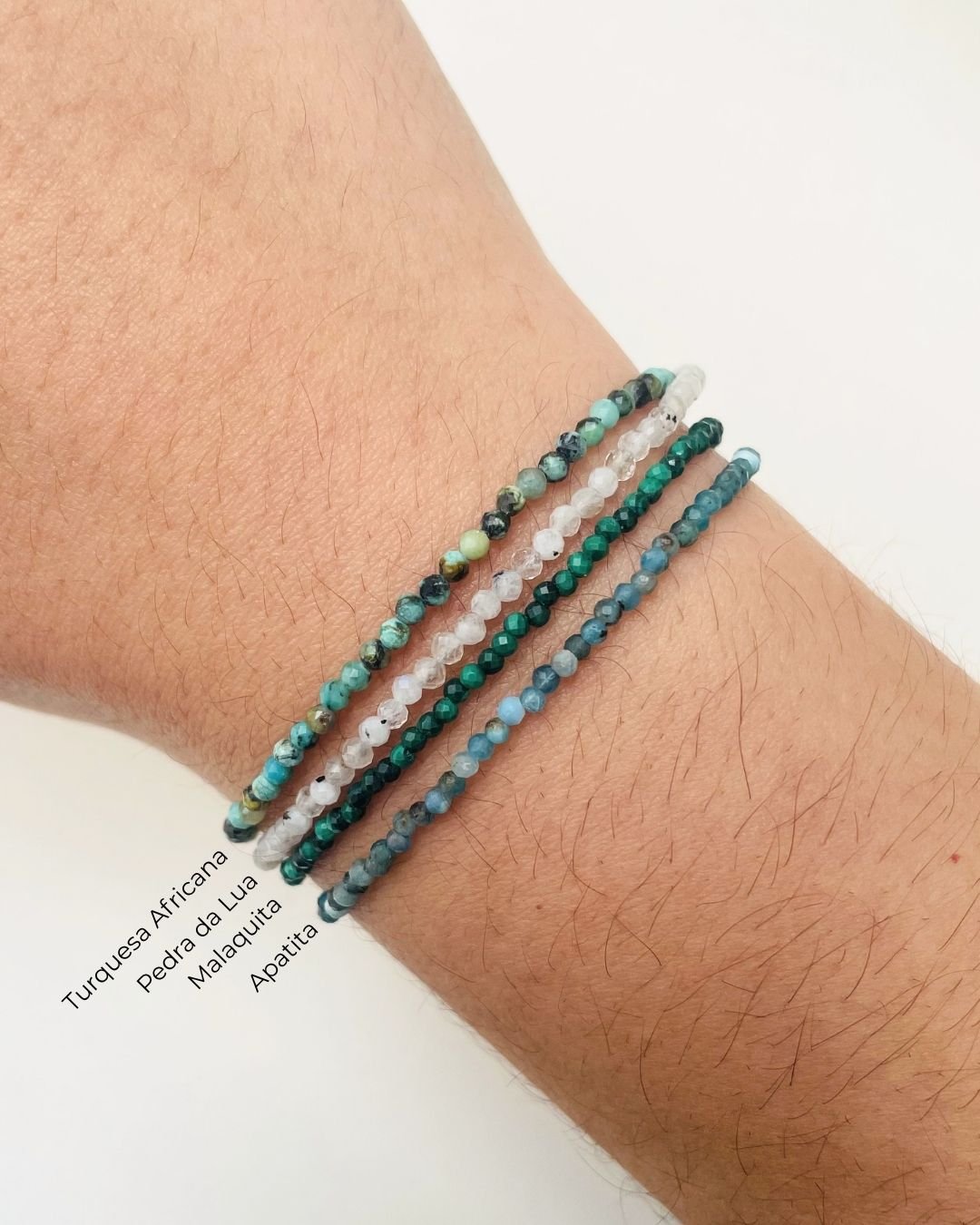 PULSEIRA PEDRAS APATITAS LAPIDADAS 2MM ESCURA