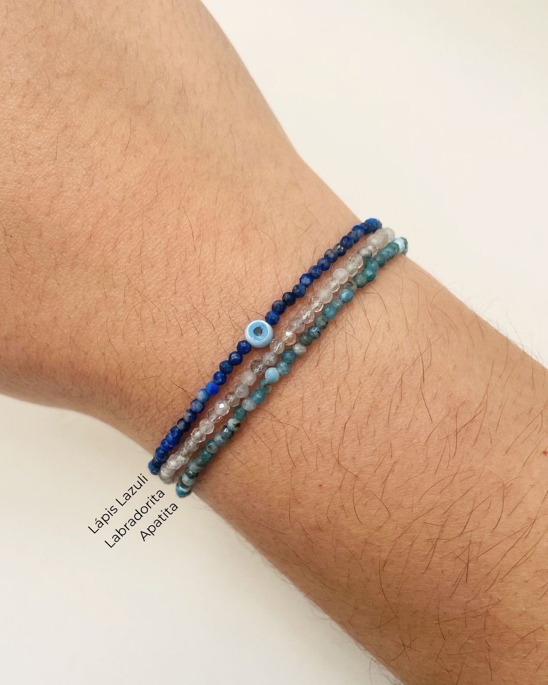 PULSEIRA PEDRAS APATITAS LAPIDADAS 2MM ESCURA