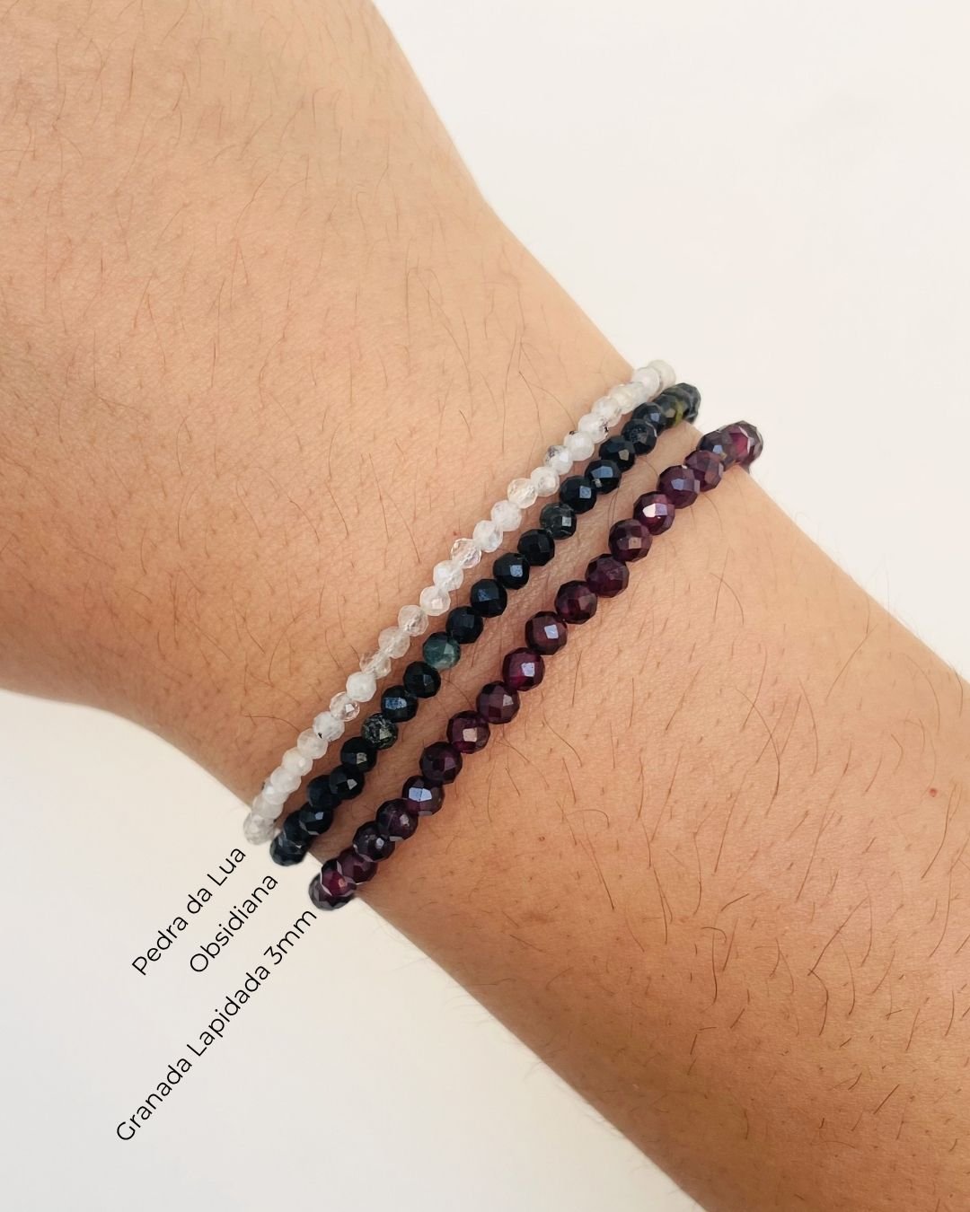 PULSEIRA PEDRAS GRANADA LAPIDADAS 3MM