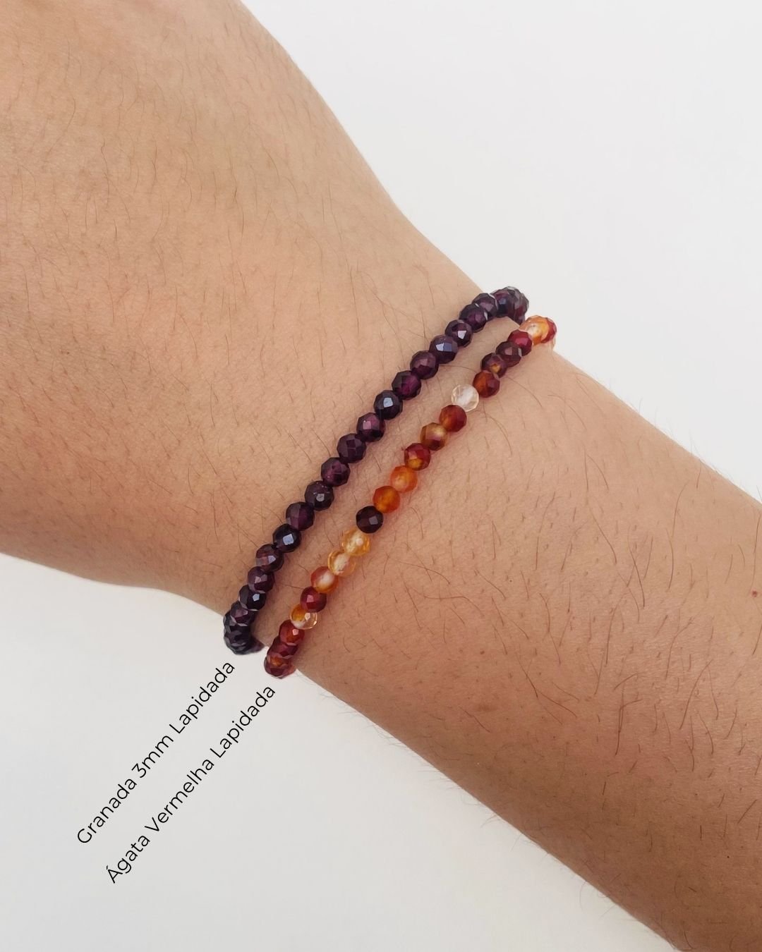 PULSEIRA PEDRAS GRANADA LAPIDADAS 3MM