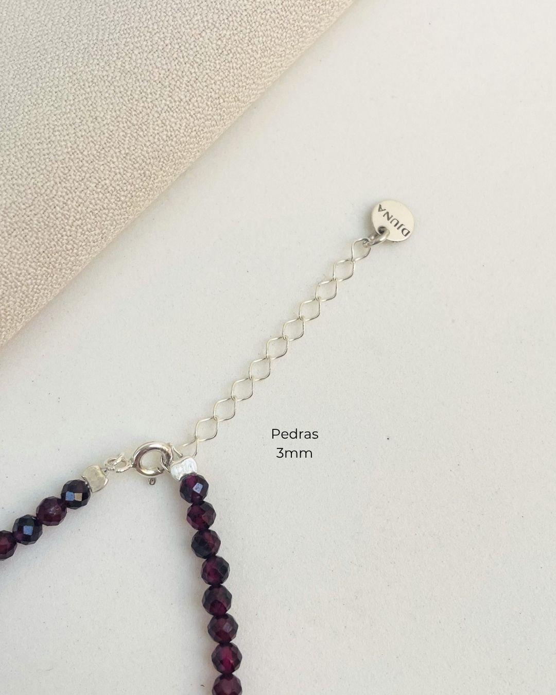 PULSEIRA PEDRAS GRANADA LAPIDADAS 3MM