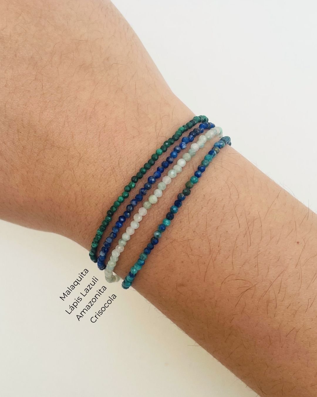 PULSEIRA LÁPIS LAZULI PEDRAS LAPIDADAS 2MM