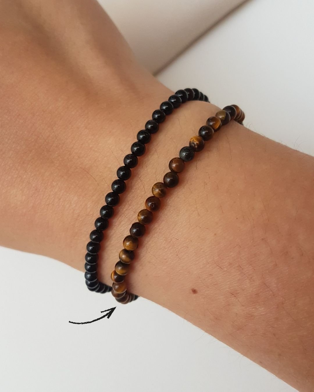 PULSEIRA PEDRAS OLHO DE TIGRE BOLINHAS 4MM E PRATA 925