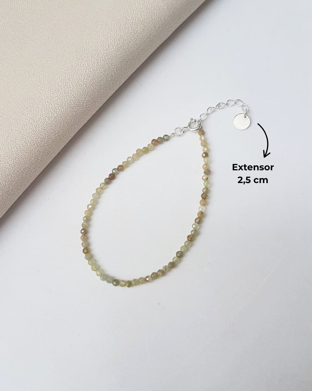 PULSEIRA PEDRAS PERIDOTO 2MM LAPIDADAS