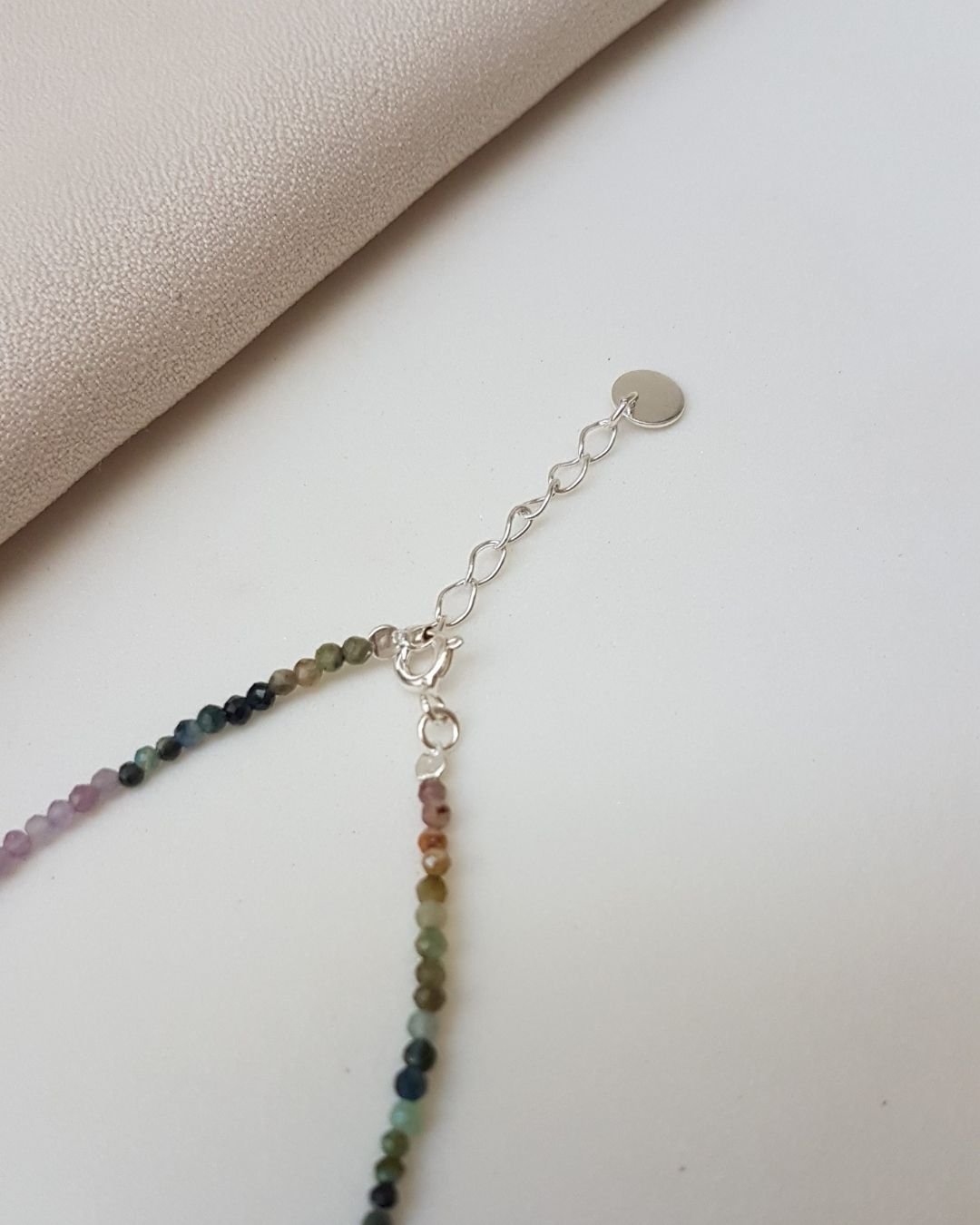 PULSEIRA PEDRAS TURMALINA MELANCIA 2MM LAPIDADA E PRATA 925