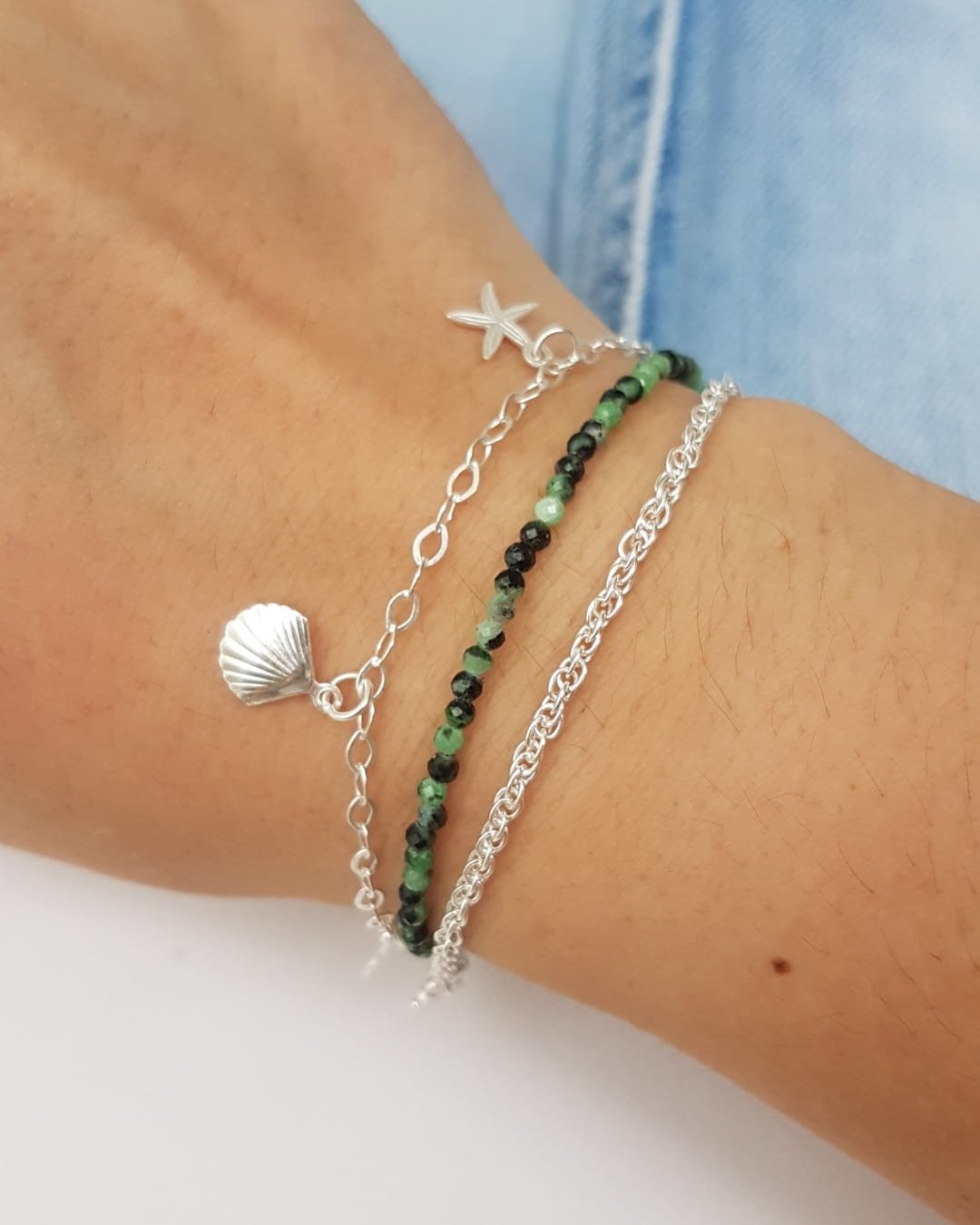 PULSEIRA PEDRAS ZOISITA VERDE LAPIDADAS 2MM