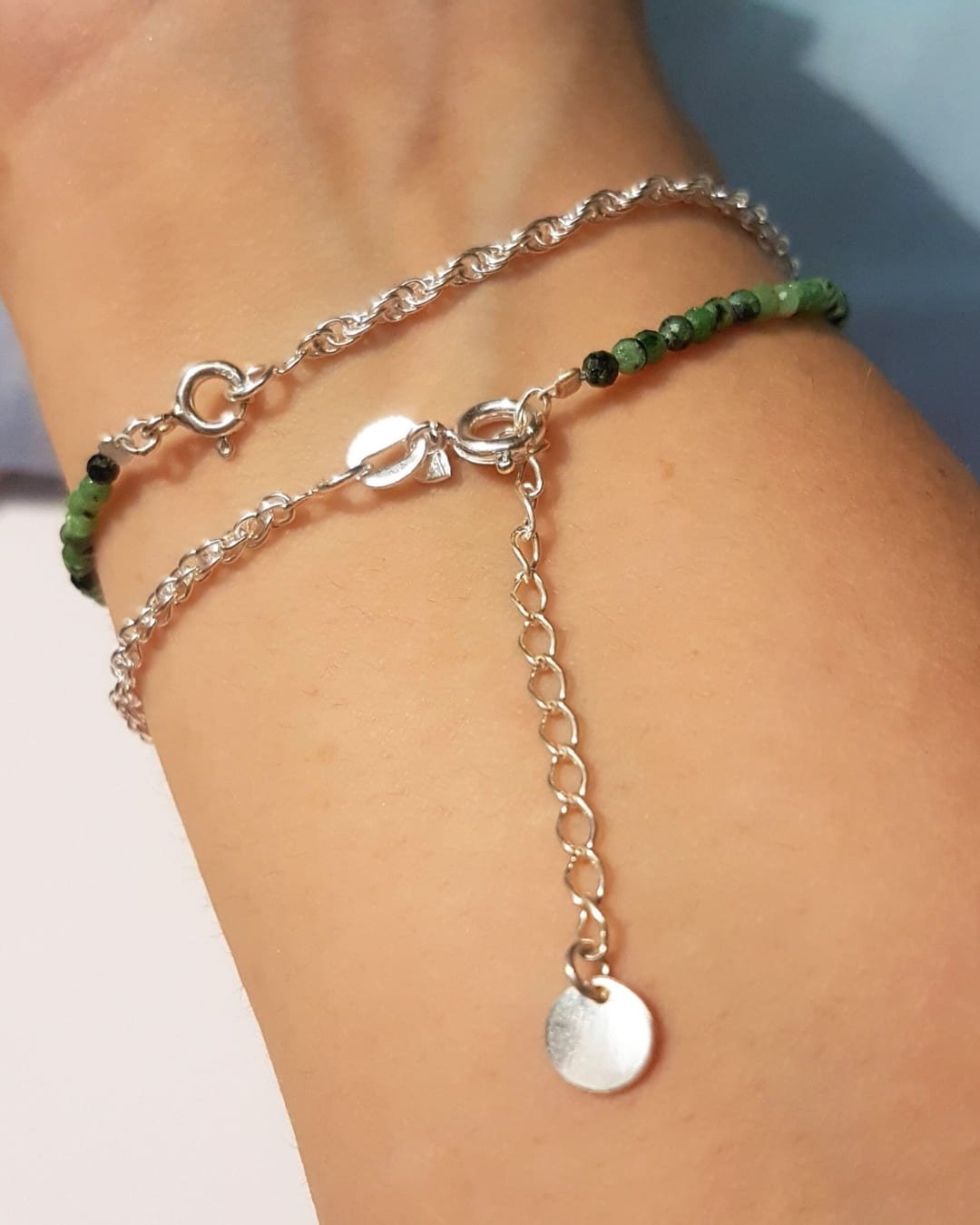 PULSEIRA PEDRAS ZOISITA VERDE LAPIDADAS 2MM