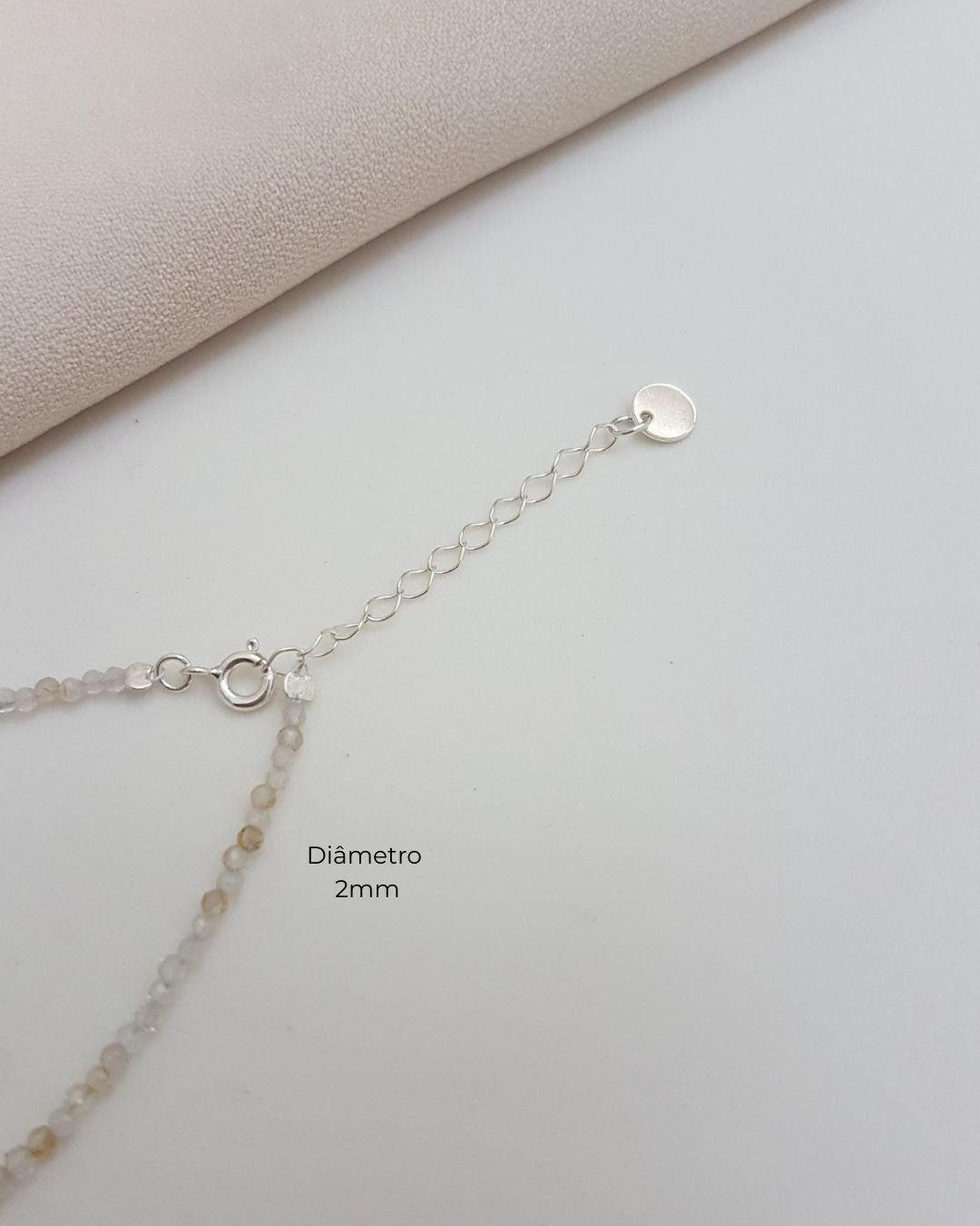 PULSEIRA QUARTZO RUTILADO PEDRAS NATURAIS LAPIDADAS 2MM PRATA 925