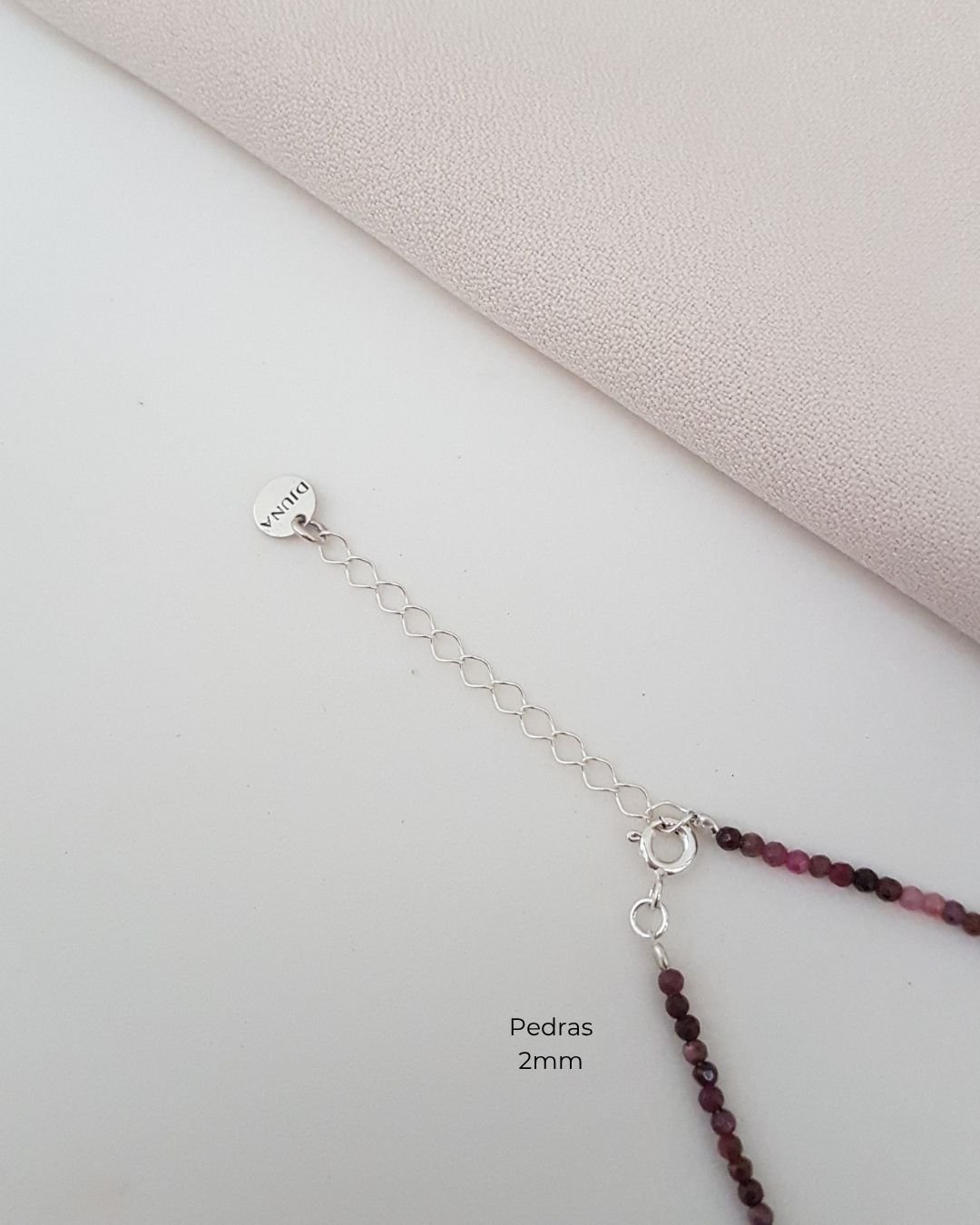 PULSEIRA RUBI PEDRAS NATURAIS LAPIDADAS 2MM PRATA 925