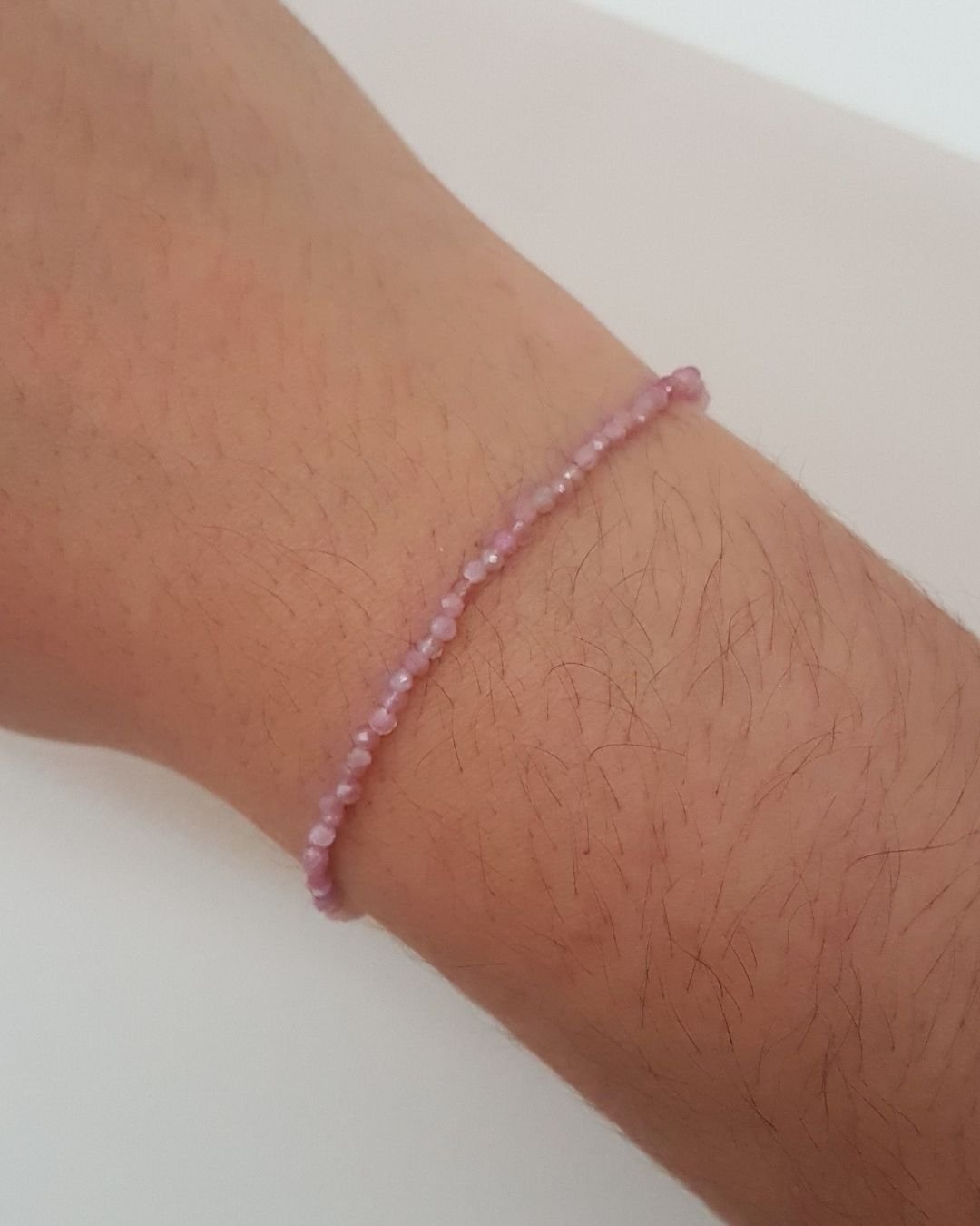 PULSEIRA TURMALINA ROSA PEDRAS NATURAIS LAPIDADAS 2MM PRATA 925