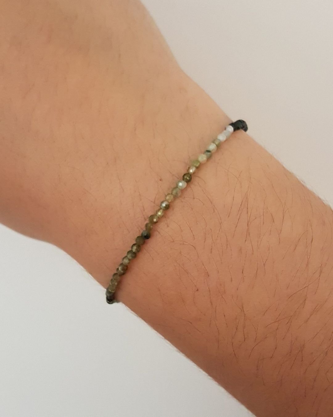PULSEIRA TURMALINA VERDE PEDRAS NATURAIS LAPIDADAS 2MM PRATA 925