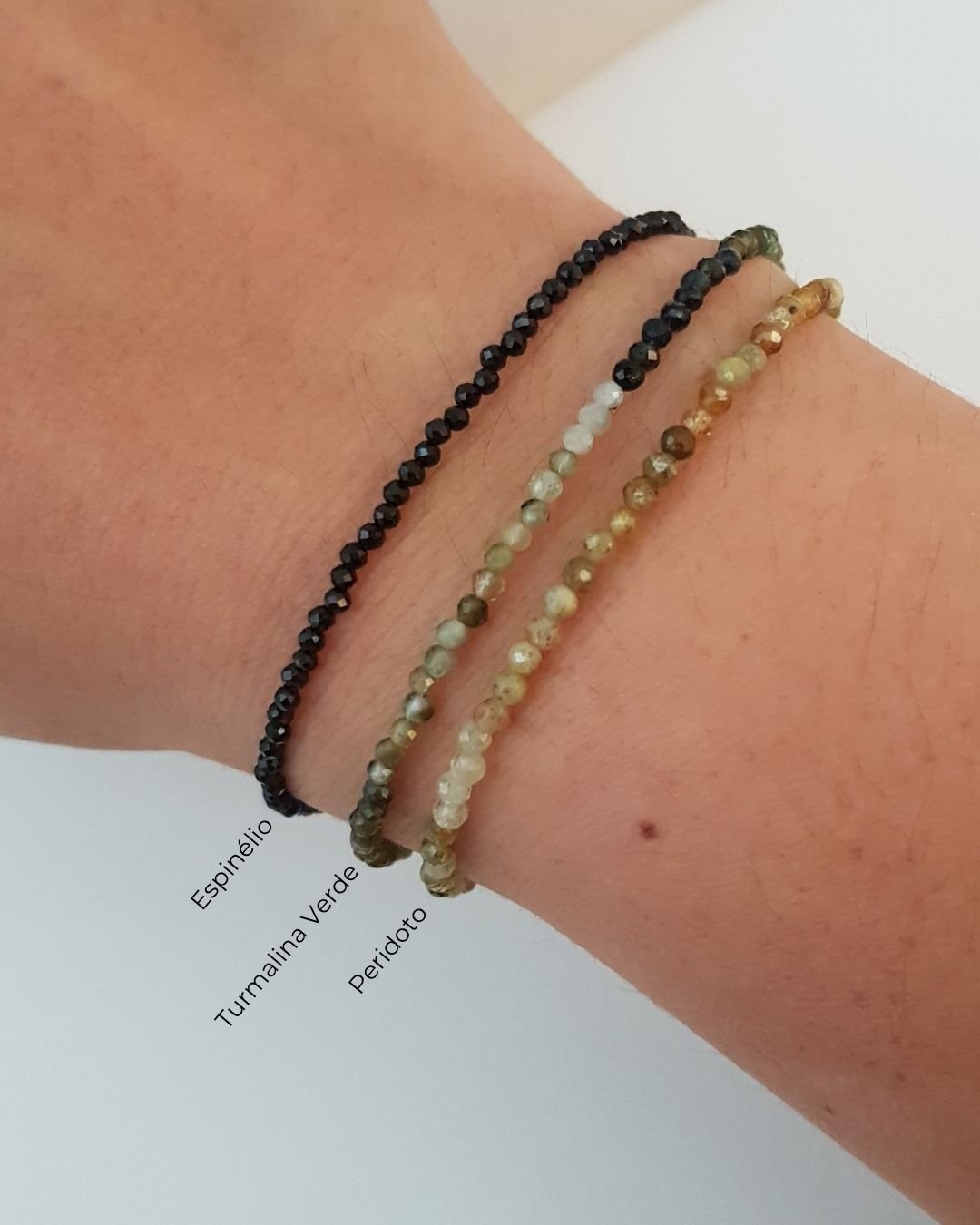 PULSEIRA TURMALINA VERDE PEDRAS NATURAIS LAPIDADAS 2MM PRATA 925
