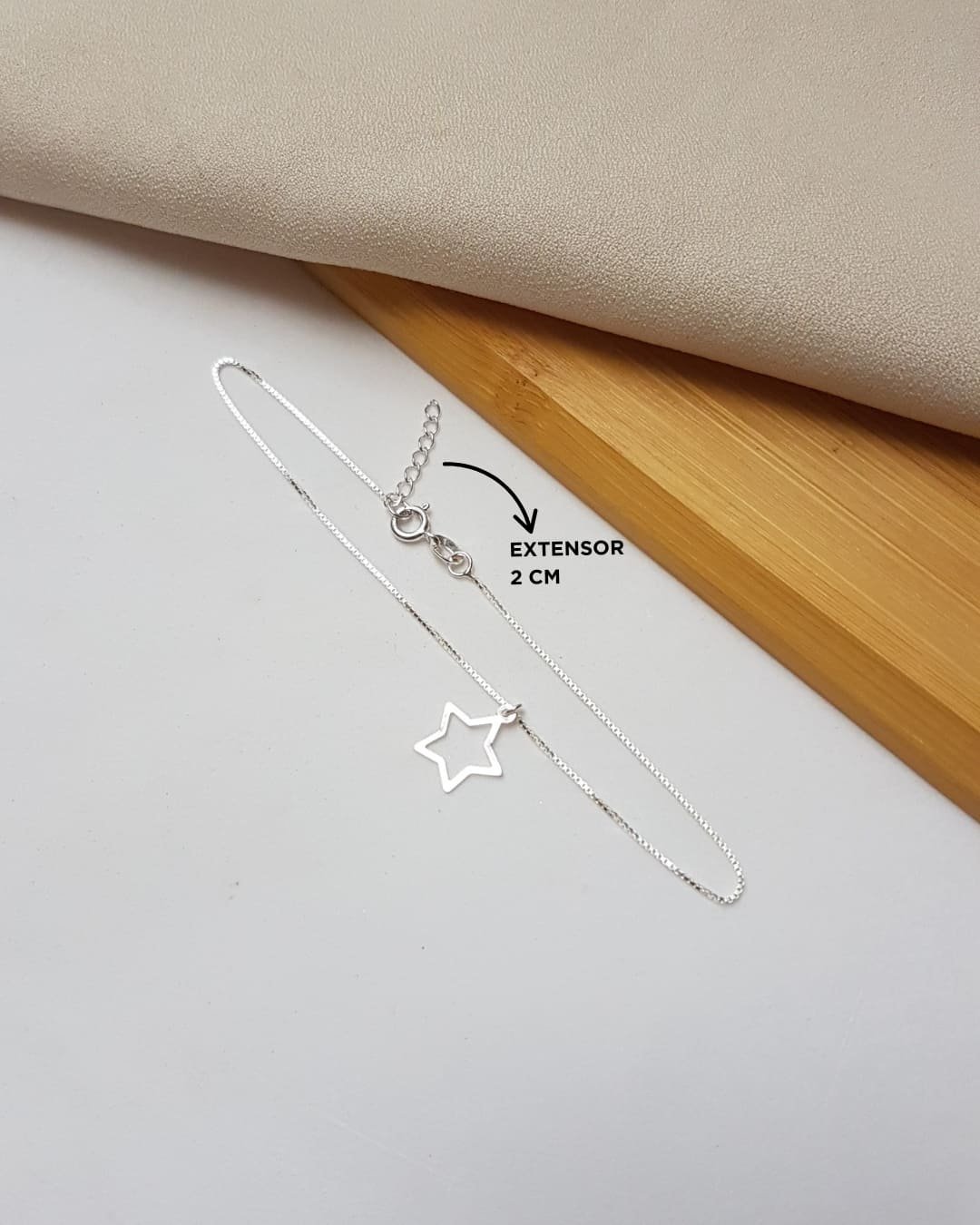 TORNOZELEIRA ESTRELA VAZADA PRATA 925